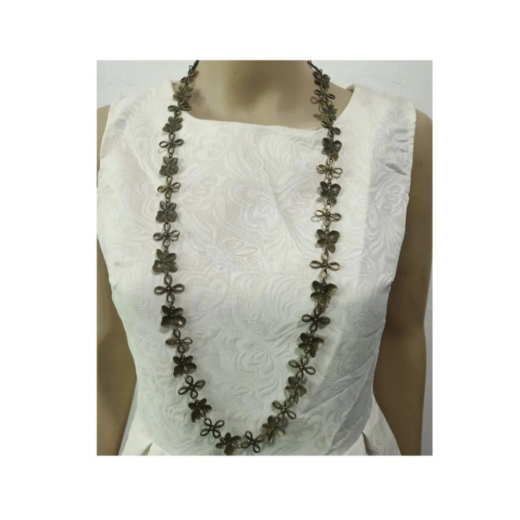 1 Metre Alloy Chain Antique Bronze 24mm Flower Charms