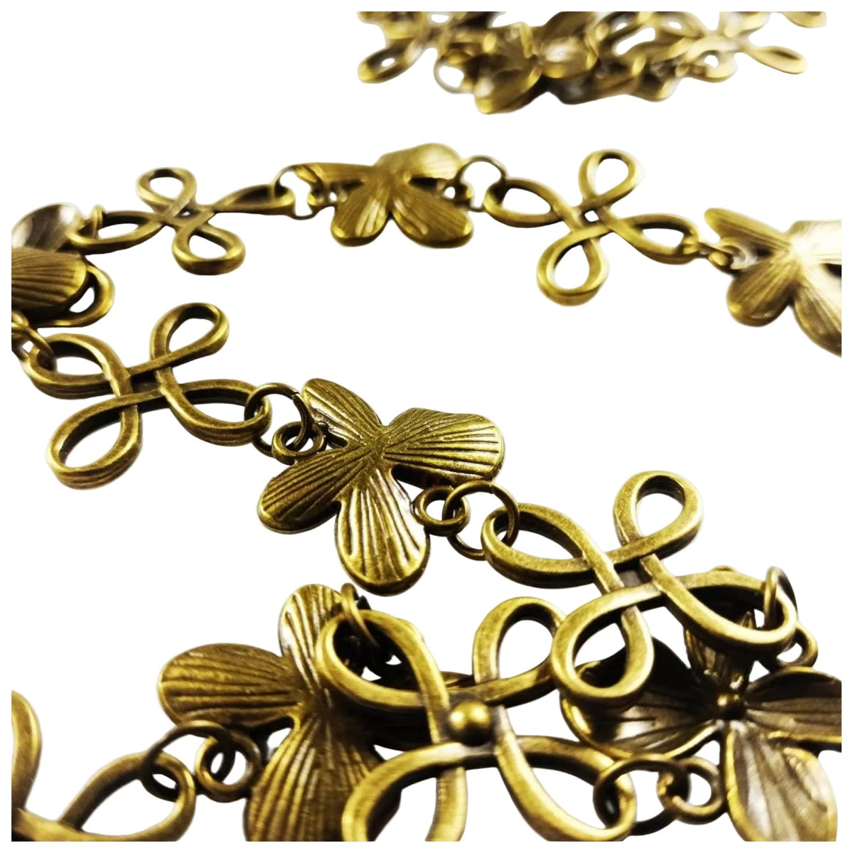 1 Metre Alloy Chain Antique Bronze 24mm Flower Charms