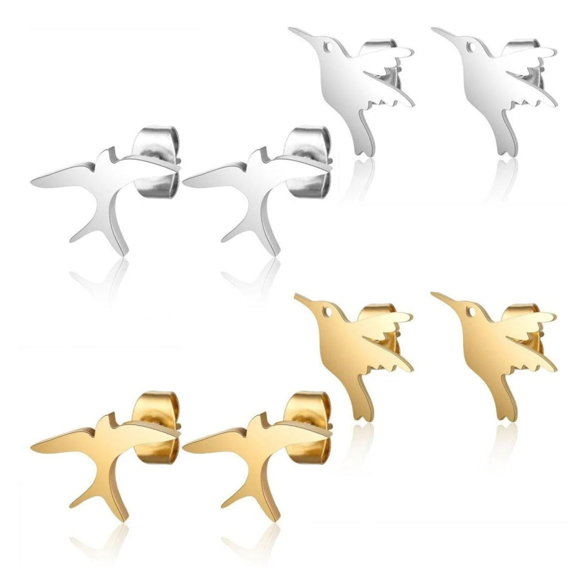 Night Owl & Hummingbird Swallow Stud Earrings 316L Stainless Steel