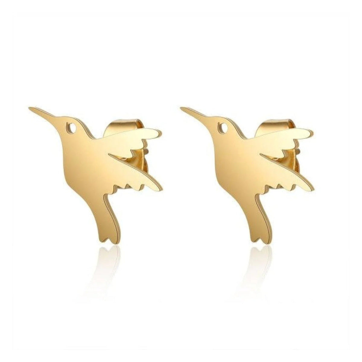 Night Owl & Hummingbird Swallow Stud Earrings 316L Stainless Steel – Bird 2 - Gold