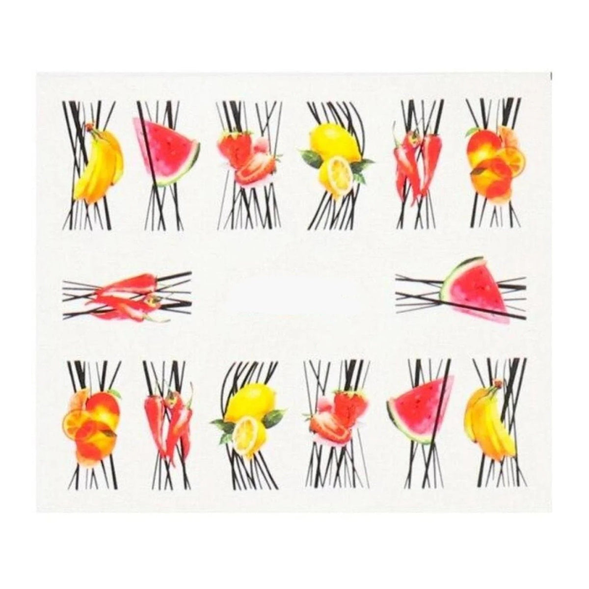 Summer Fruit Nail Art Sticker Sheet 6.4x5.3cm – BN-1604