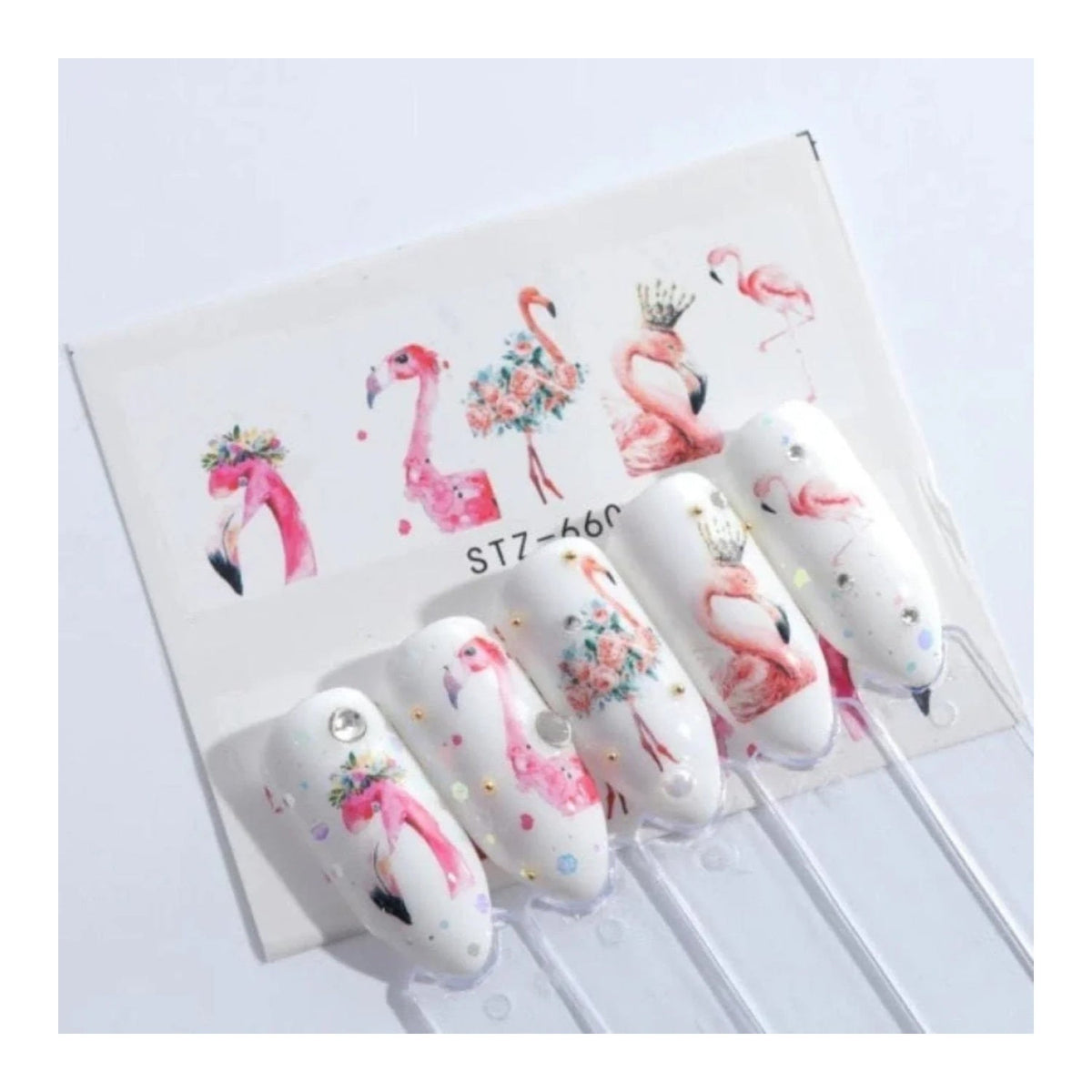 Nail Water Transfer Sticker Sheet Cartoon Flamingo Animal Designs – STZ660