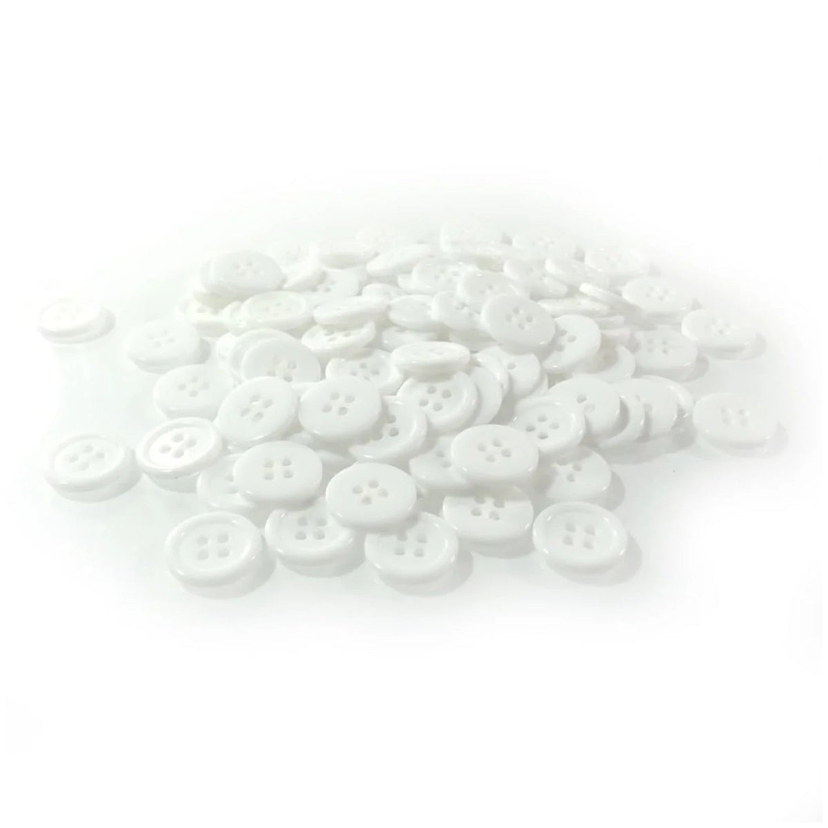 Mixed Plastic Ridged Buttons 15mm 4-Hole – White / 100pcs, White / 200pcs