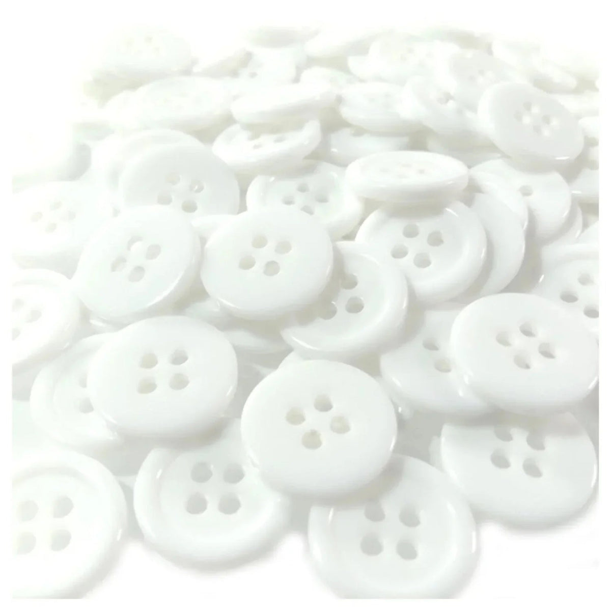 Mixed Plastic Ridged Buttons 15mm 4-Hole – White / 10pcs