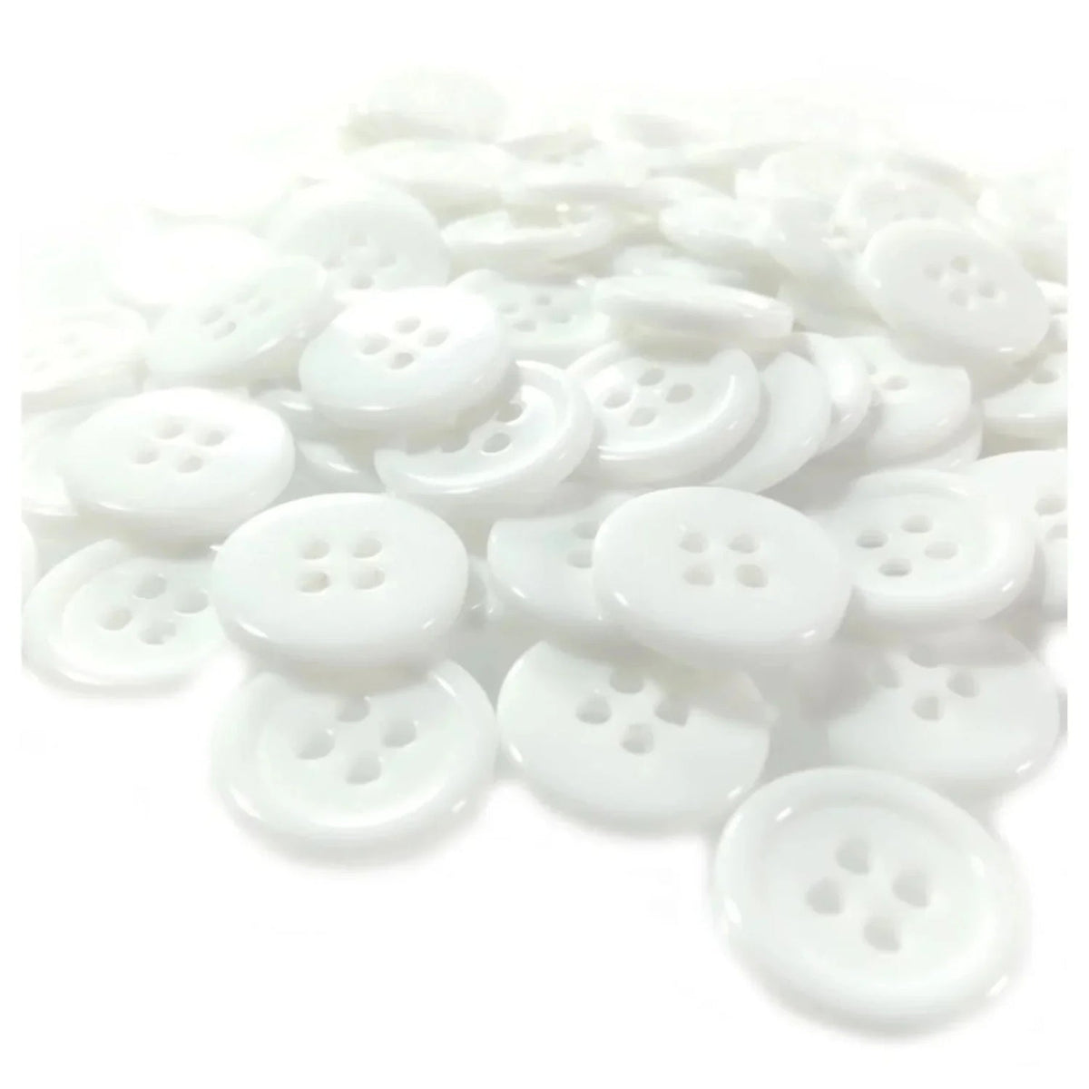 Mixed Plastic Ridged Buttons 15mm 4-Hole – White / 20pcs
