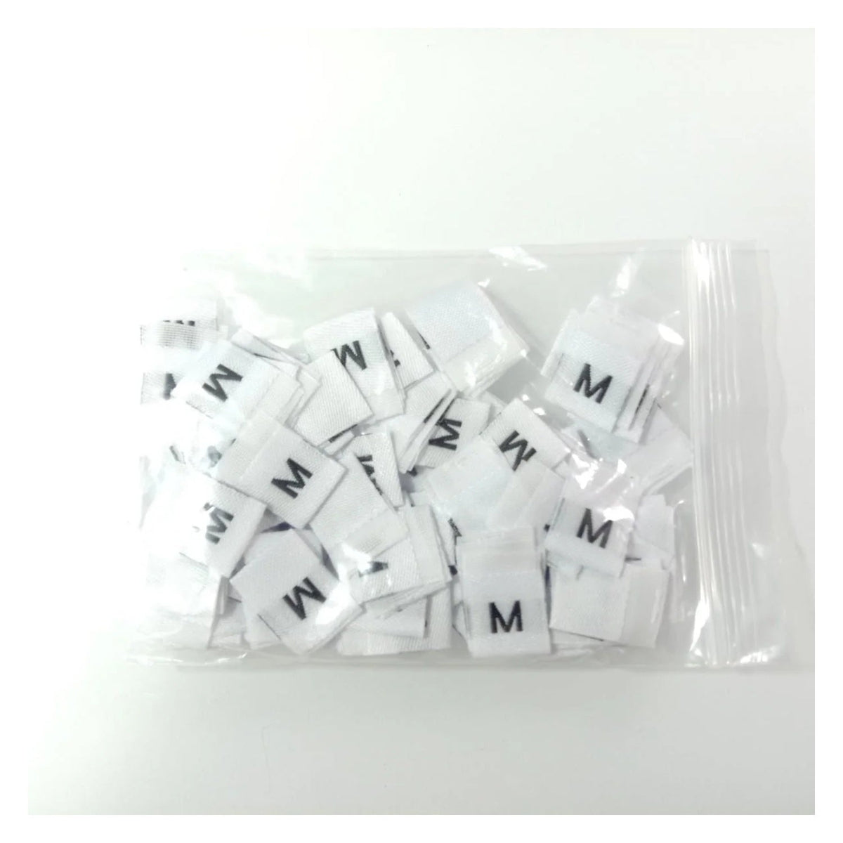 100pcs Clothing Size Label Tags Black & White 18 × 12 mm – M White