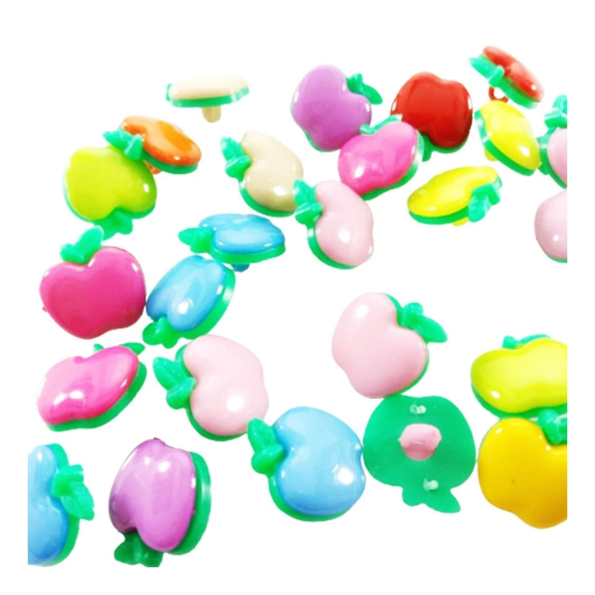 Shank Loop Buttons Assorted Shapes for Clothing Crafts – Apple / 10pcs, Apple / 30pcs, Apple / 50pcs, Apple / 100pcs, Apple / 200pcs