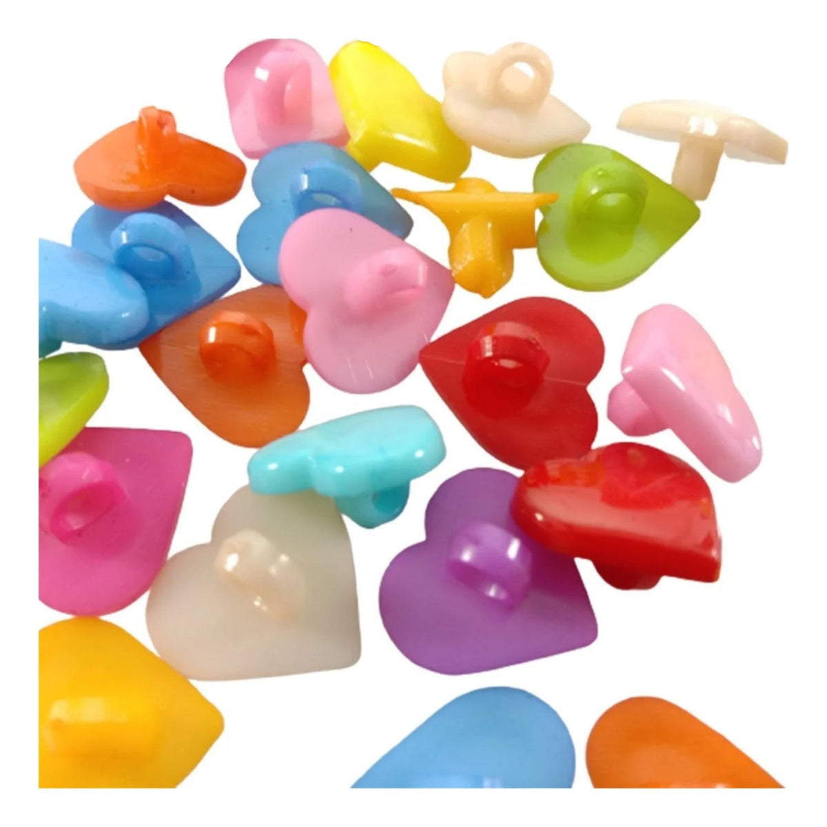 Shank Loop Buttons Assorted Shapes for Clothing Crafts – Heart / 10pcs, Heart / 30pcs, Heart / 50pcs, Heart / 100pcs, Heart / 200pcs