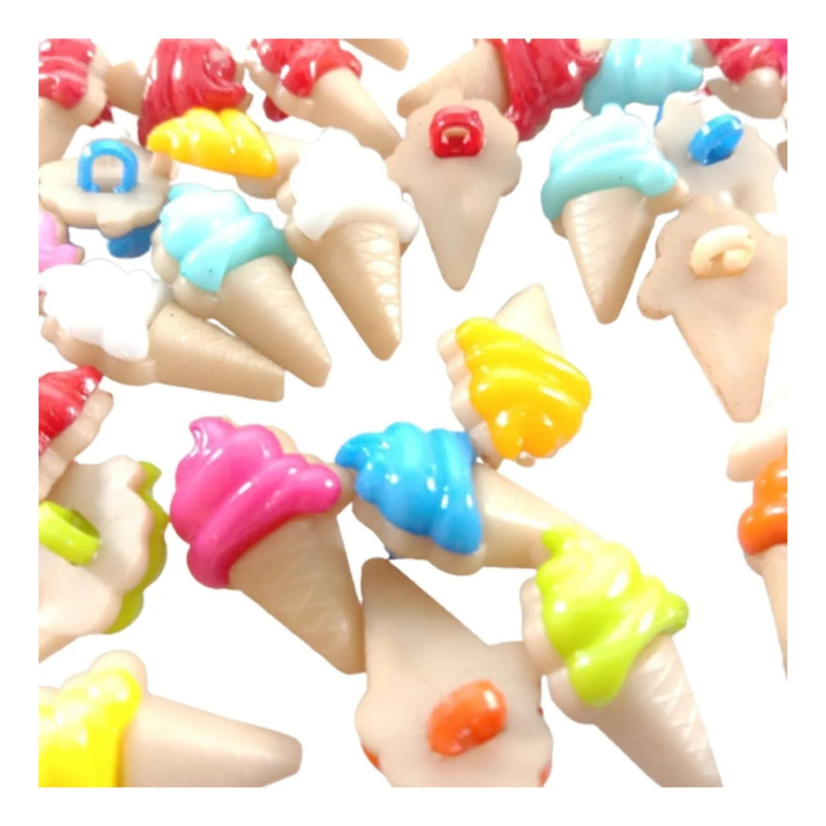 Shank Loop Buttons Assorted Shapes for Clothing Crafts – Ice-Cream / 10pcs, Ice-Cream / 30pcs, Ice-Cream / 50pcs, Ice-Cream / 100pcs, Ice-Cream / 200pcs