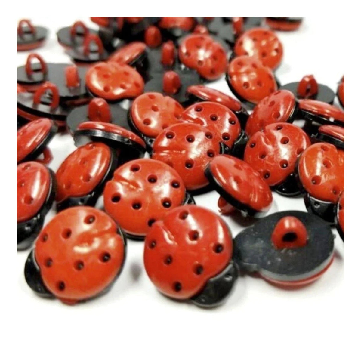 Shank Loop Buttons Assorted Shapes for Clothing Crafts – Red Ladybug / 10pcs, Red Ladybug / 30pcs, Red Ladybug / 50pcs, Red Ladybug / 100pcs, Red Ladybug / 200pcs