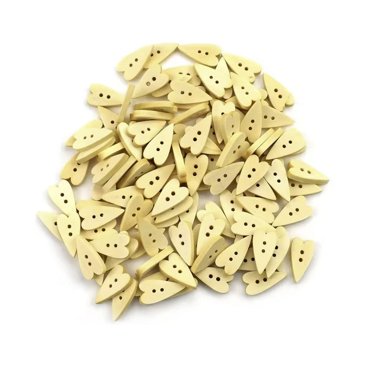 Wooden Heart Shape Buttons – Creme Beige – Slim / 10pcs, Slim / 20pcs, Slim / 50pcs, Slim / 100pcs, Slim / 200pcs