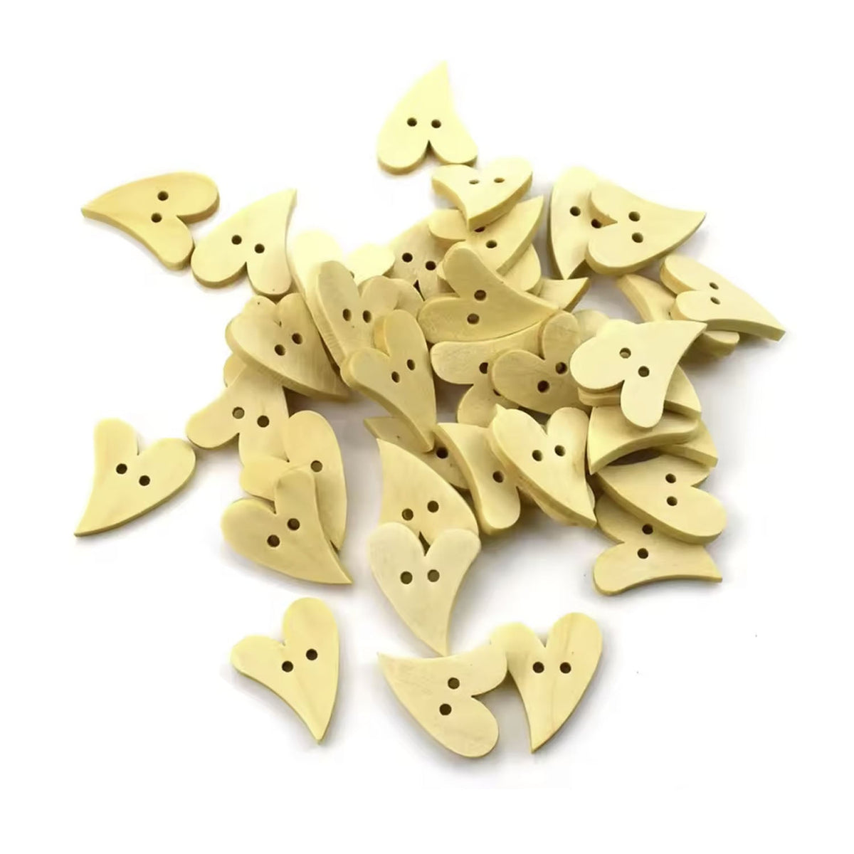 Wooden Heart Shape Buttons – Creme Beige – Wide / 10pcs, Wide / 20pcs, Wide / 50pcs, Wide / 100pcs, Wide / 200pcs