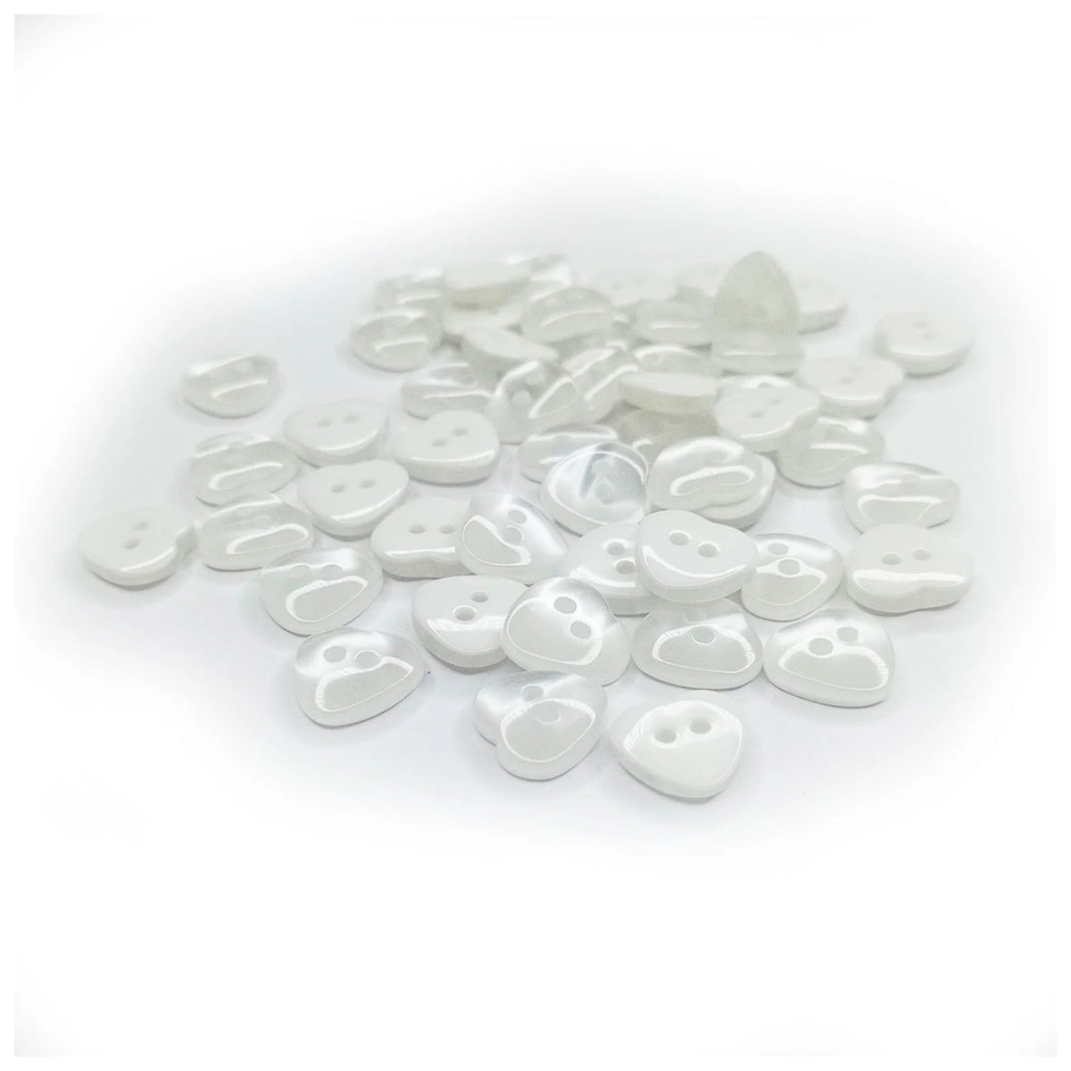 Glossy White & Transparent Resin Heart Buttons 11.5mm