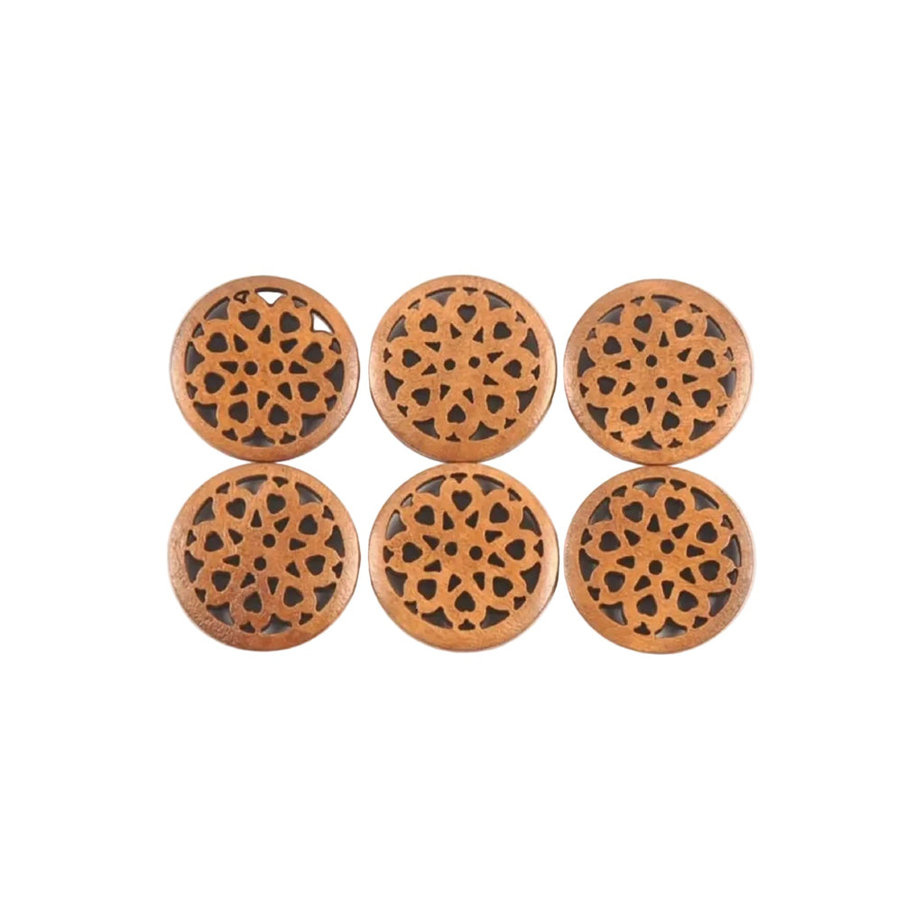 Carved Wooden Buttons 18-25mm Brown Cut-Out 2-Hole – 10pcs 24mm Copper Brown, 30pcs 24mm Copper Brown