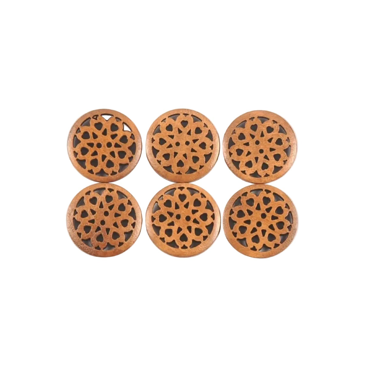 Carved Wooden Buttons 18-25mm Brown Cut-Out 2-Hole – 10pcs 24mm Copper Brown, 30pcs 24mm Copper Brown