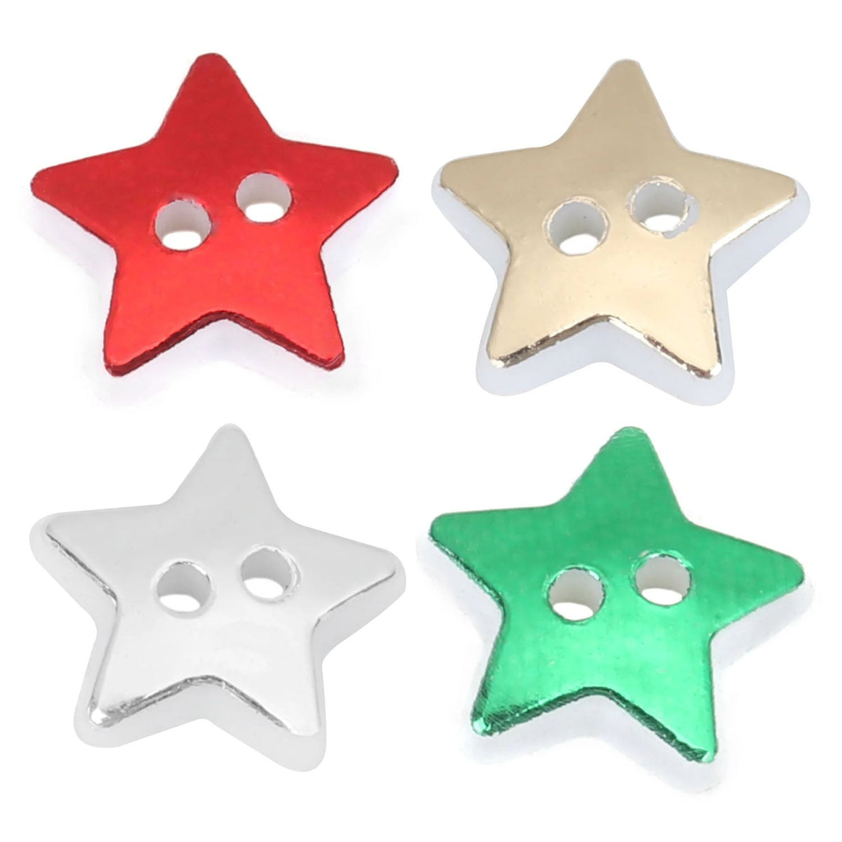 13mm Star-Shape Clothing Buttons – Green, Silver, Gold or Red