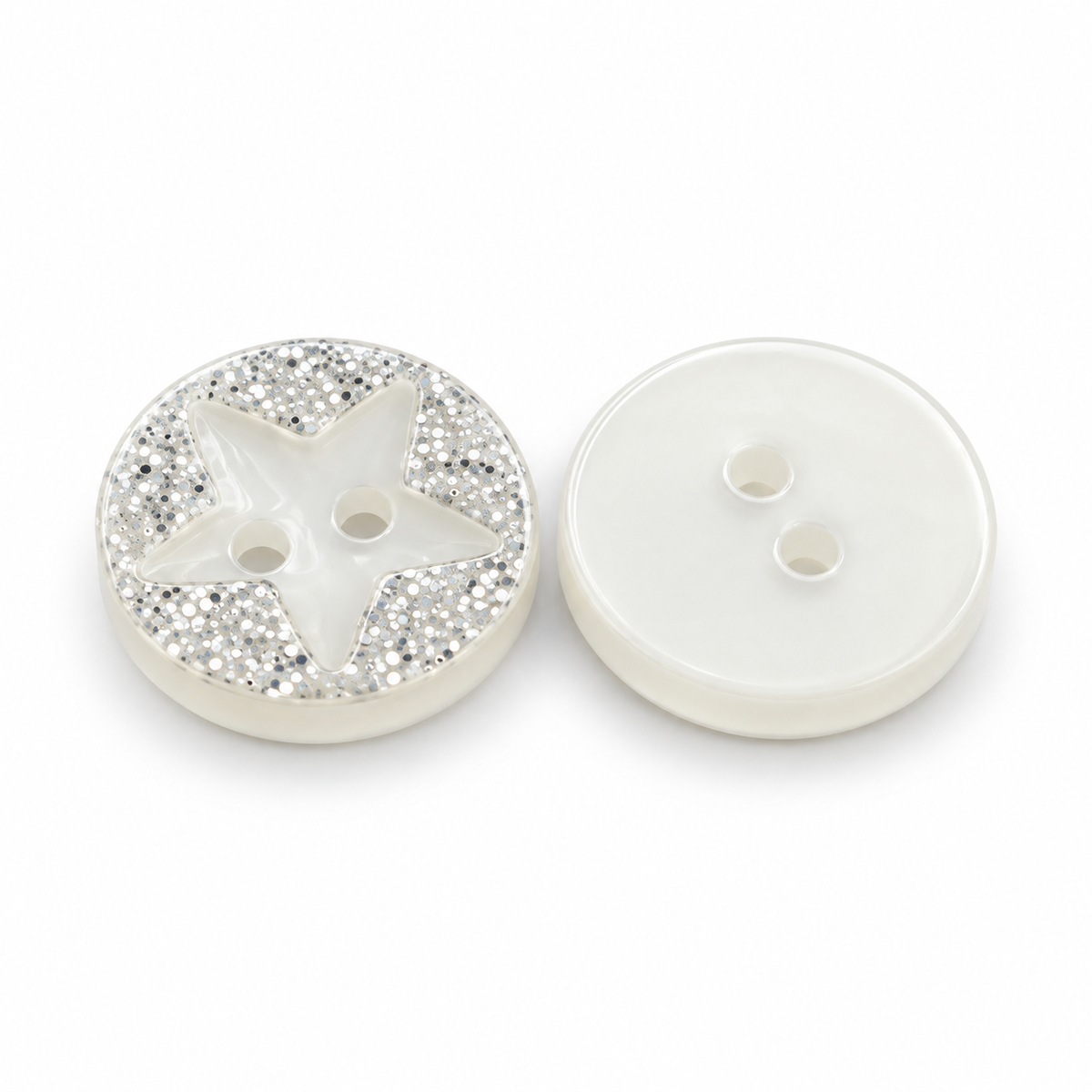 Star Pattern Buttons 12mm Grey with Silver Glitter – 10pcs, 50pcs