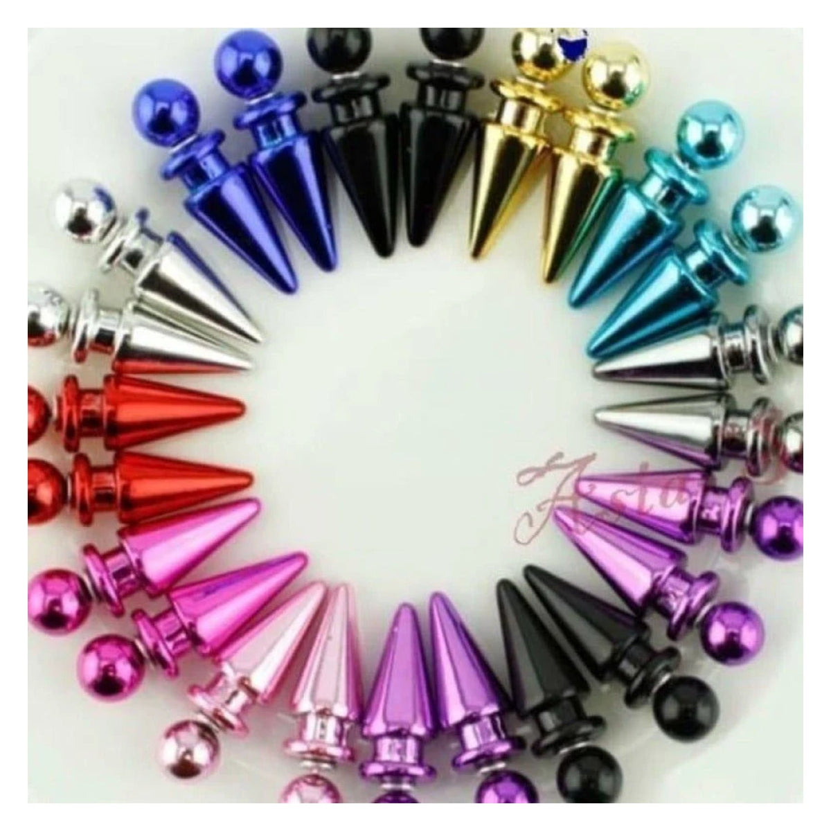 10 Pairs Earrings Red, Blue, Black, Pink, Purple, Aqua, Silver, Gold