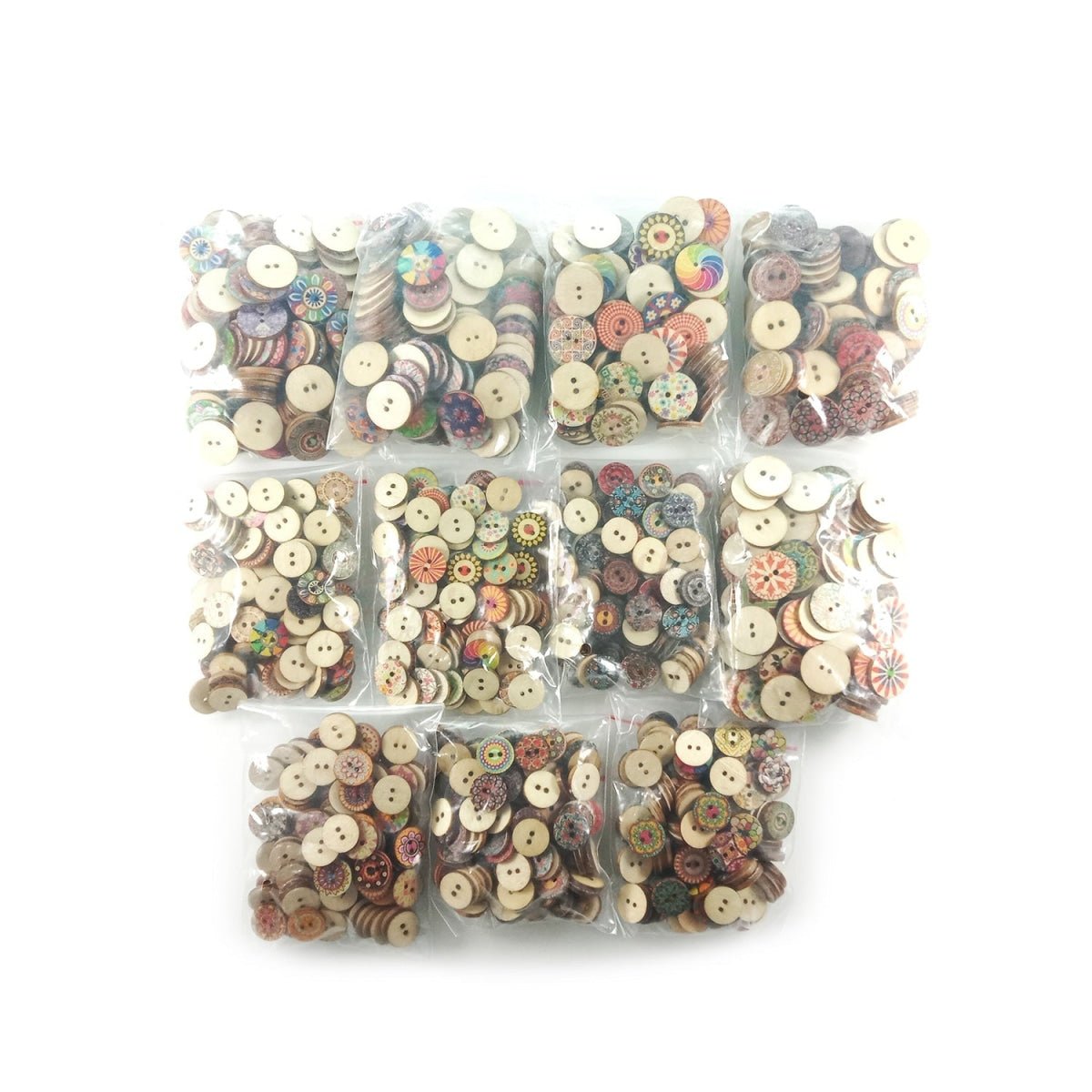 Retro Wooden Buttons 15mm, 20mm or 25mm â€“ 100-500pcs