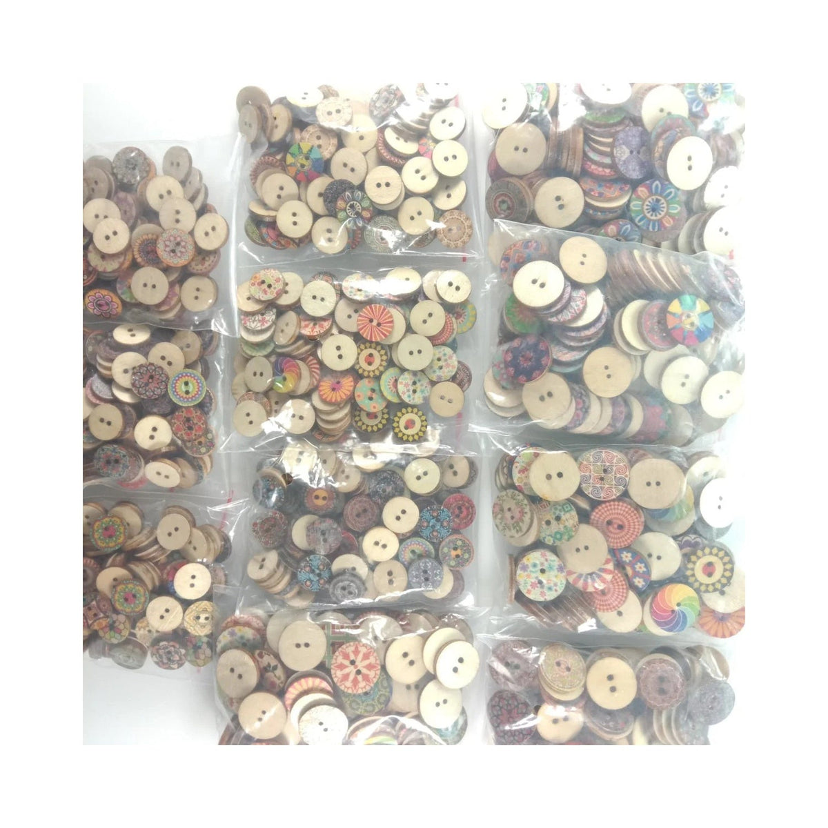 Retro Wooden Buttons 15mm, 20mm or 25mm â€“ 100-500pcs