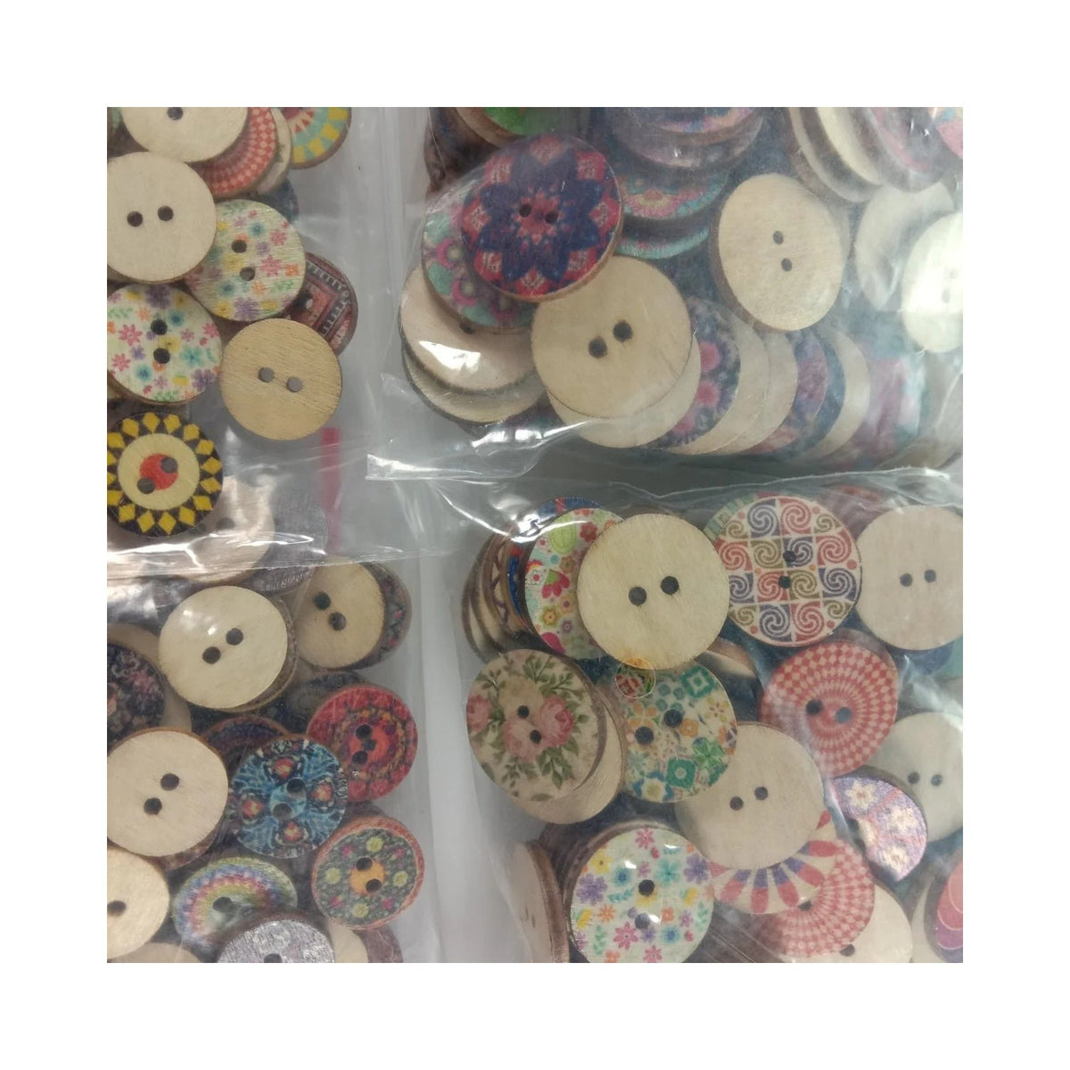 Retro Wooden Buttons 15mm, 20mm or 25mm â€“ 100-500pcs