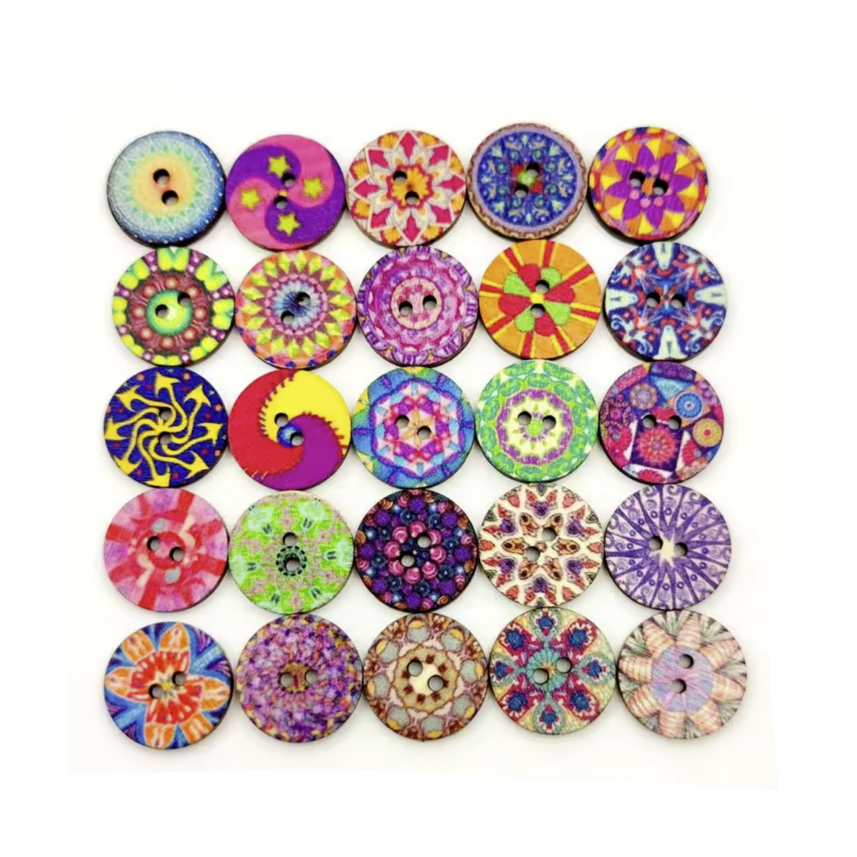 Flower Retro Series Wood Buttons 15-25mm 100pcs – 15mm, 20mm
