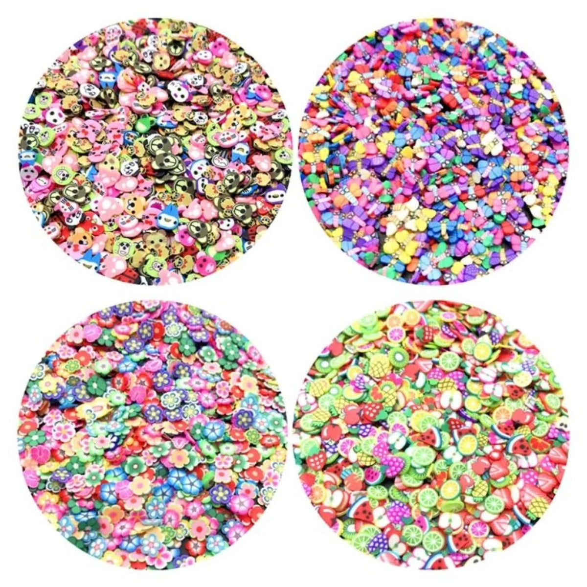 1000 Mixed Fruit Animal Clay Beads 3-6mm