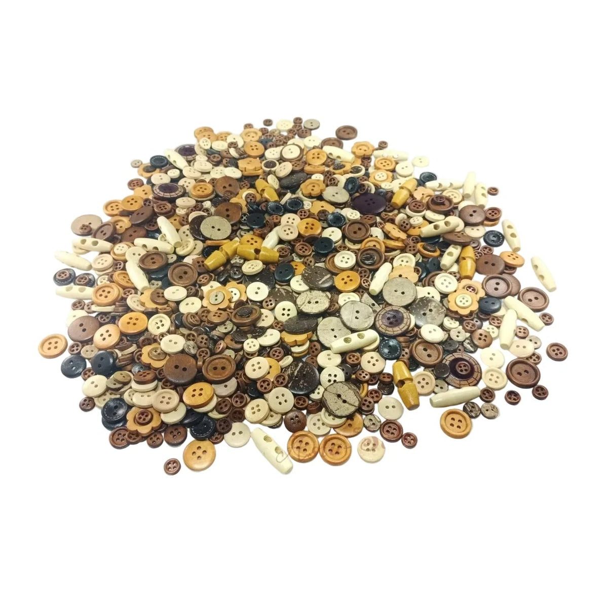 1000pcs Mixed Button Sets – Wood or Resin – Brown 6-30mm