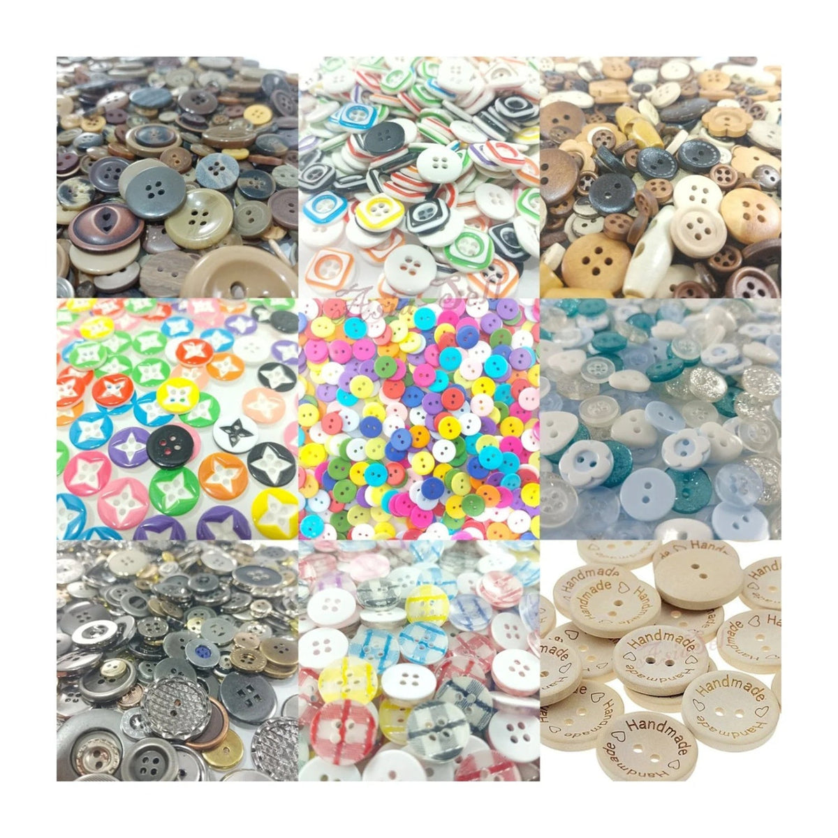 1000pcs Mixed Button Sets – Wood or Resin