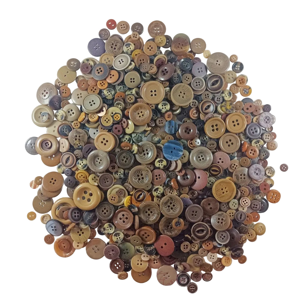 1000pcs Mixed Button Sets – Wood or Resin – Dark Brown 8-25mm
