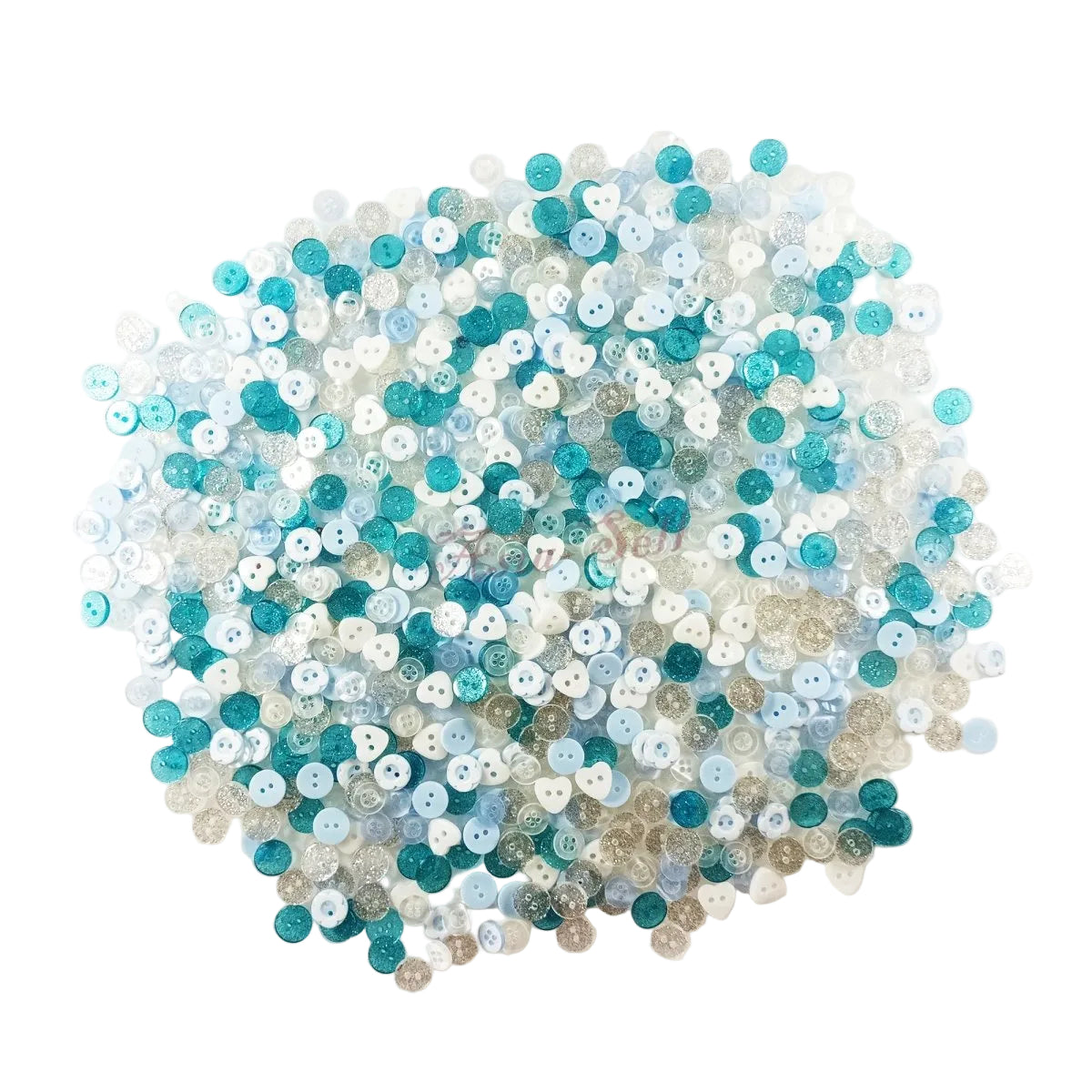 1000pcs Mixed Button Sets – Wood or Resin – Heart Flower Blue 11-13mm