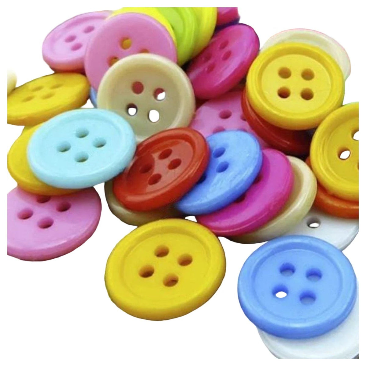 1000 Mixed Colour 12.5mm 4-Hole Plastic Buttons