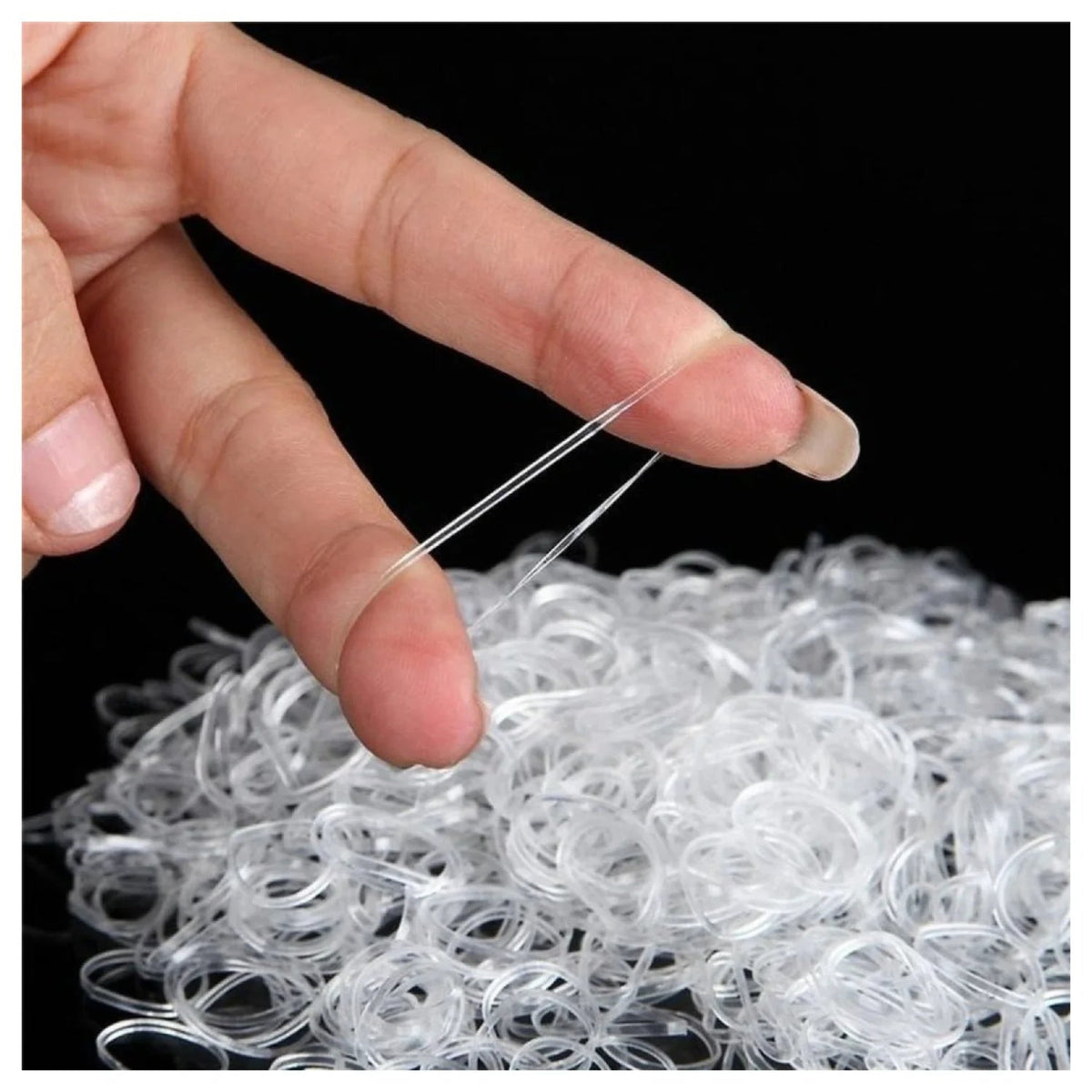 1000pcs Transparent / Black Rubber Bands Elastic Hair Bands - Black - Asia Sell