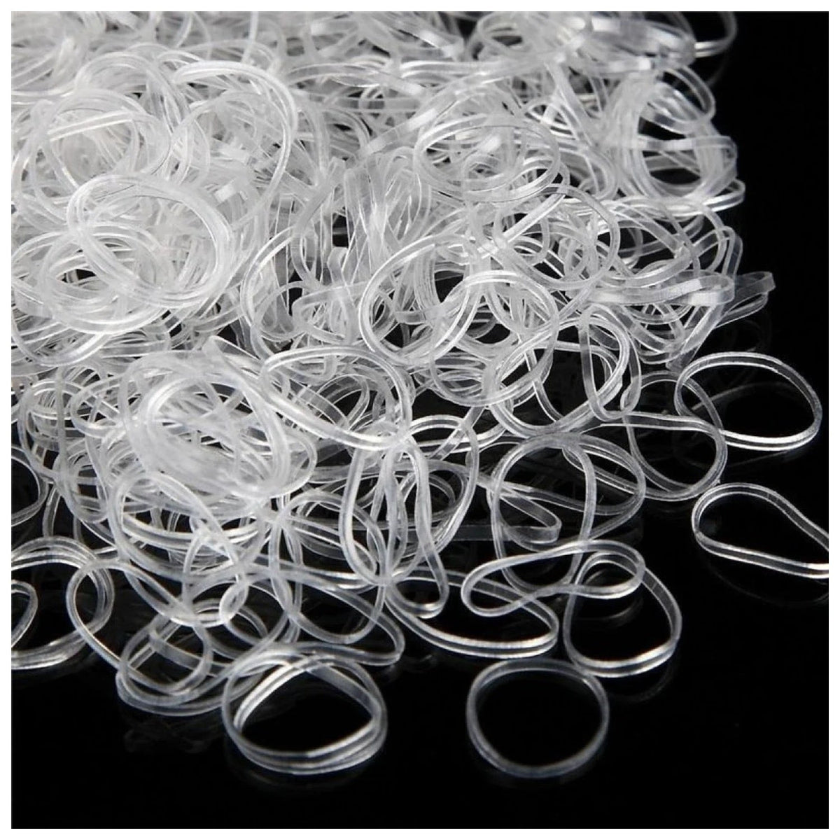 1000pcs Transparent / Black Rubber Bands Elastic Hair Bands - Black - Asia Sell