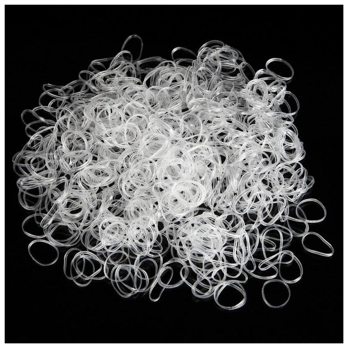 1000pcs Transparent / Black Rubber Bands Elastic Hair Bands - Black - Asia Sell