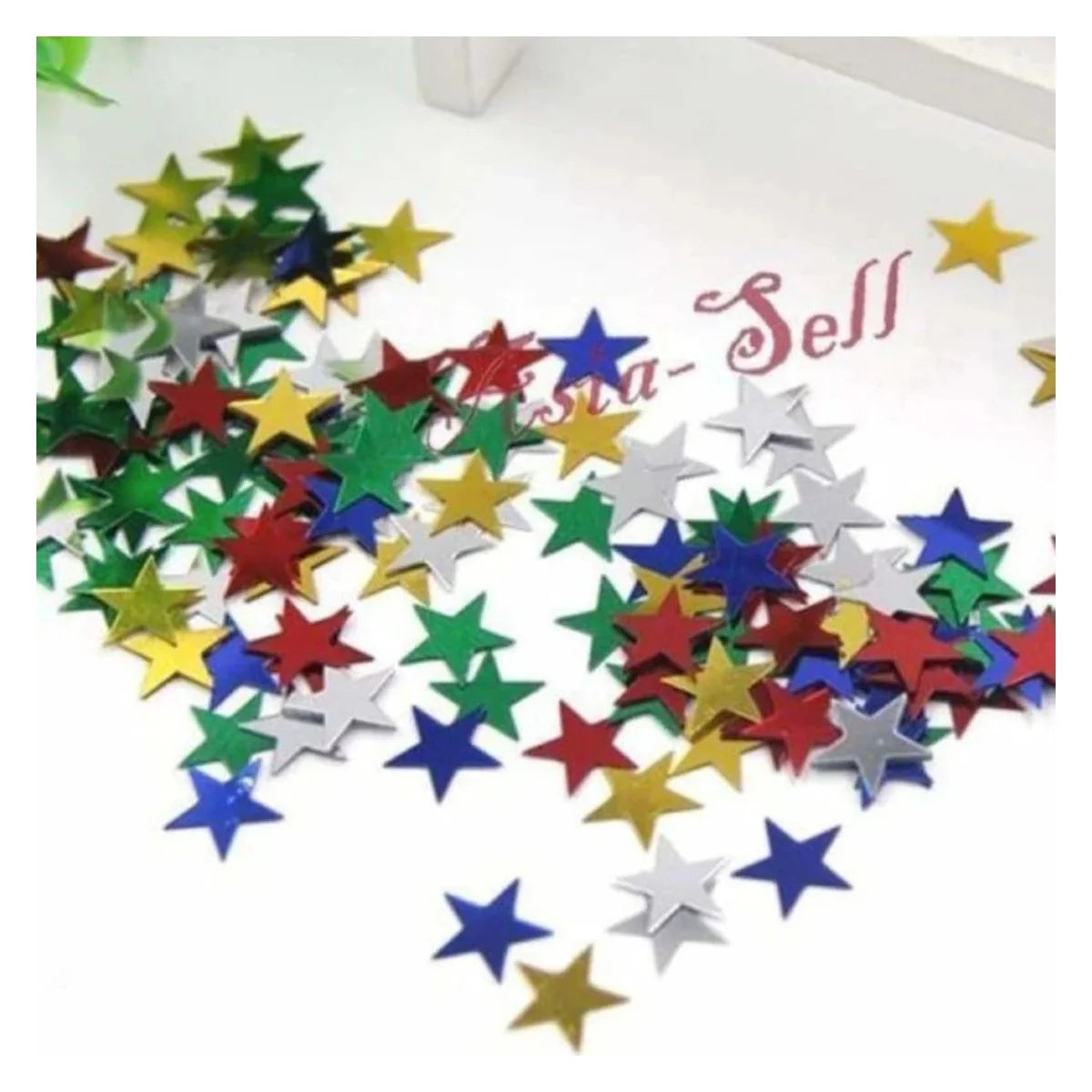 1000 Confetti Stars 10mm Gold Green Blue Red Silver