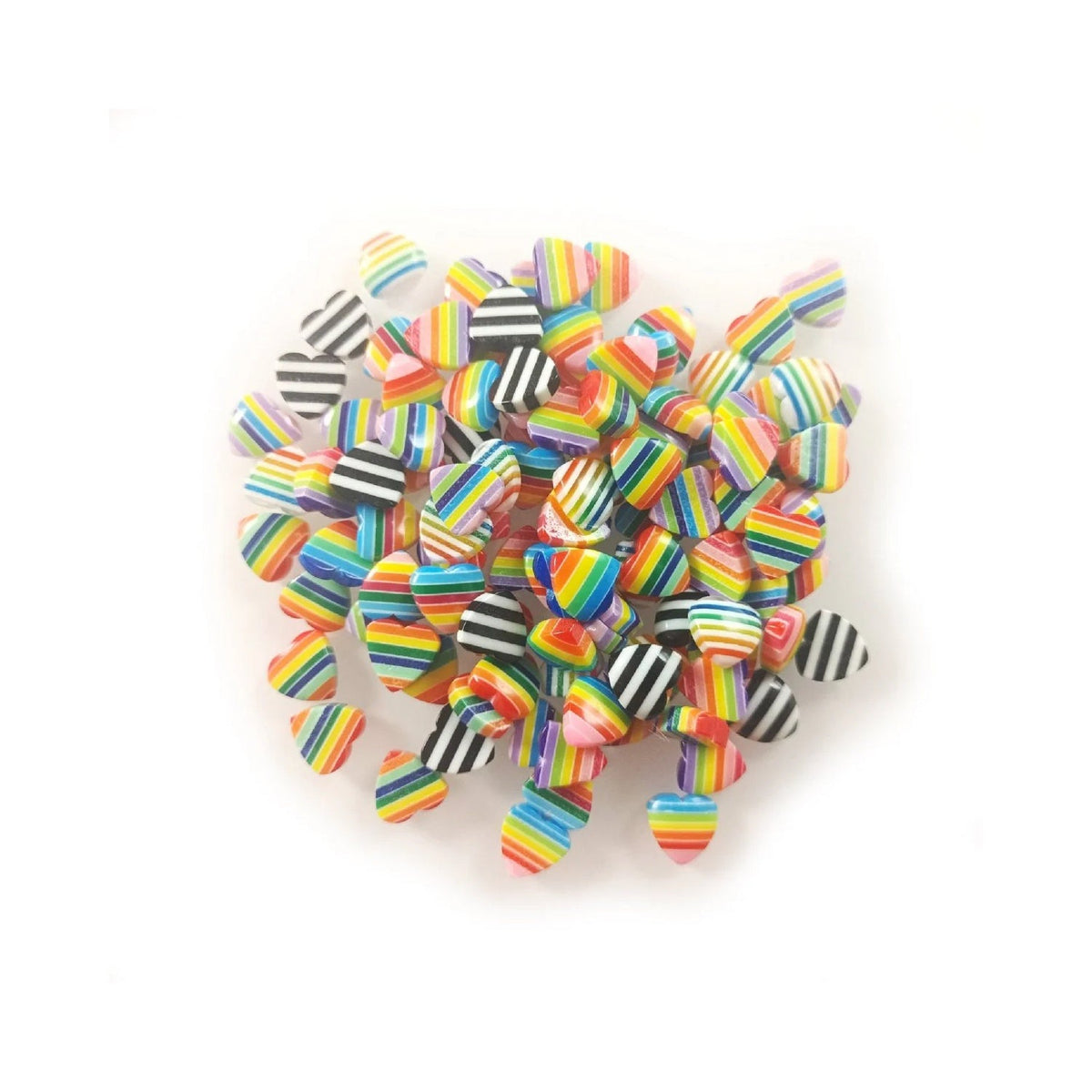100pcs 10mm Heart Shape Striped Resin Flatback Scrapbooking Charms