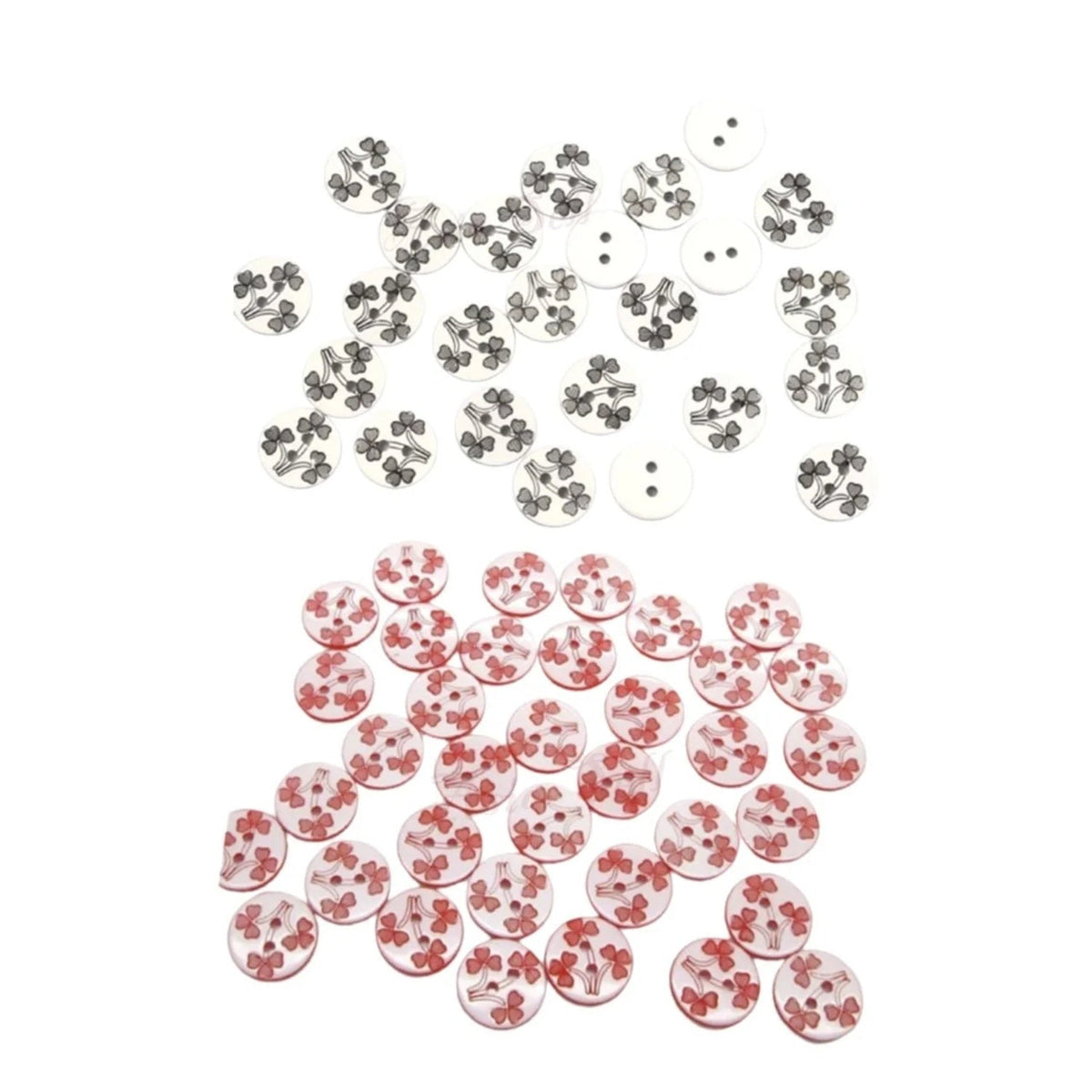 100pcs 12.5mm Black Red Flower Resin Buttons