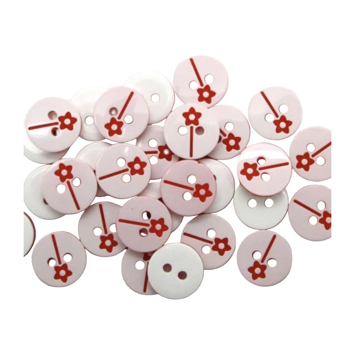 100pcs 12.5mm 2 Hole Mixed Round Flower Resin Buttons
