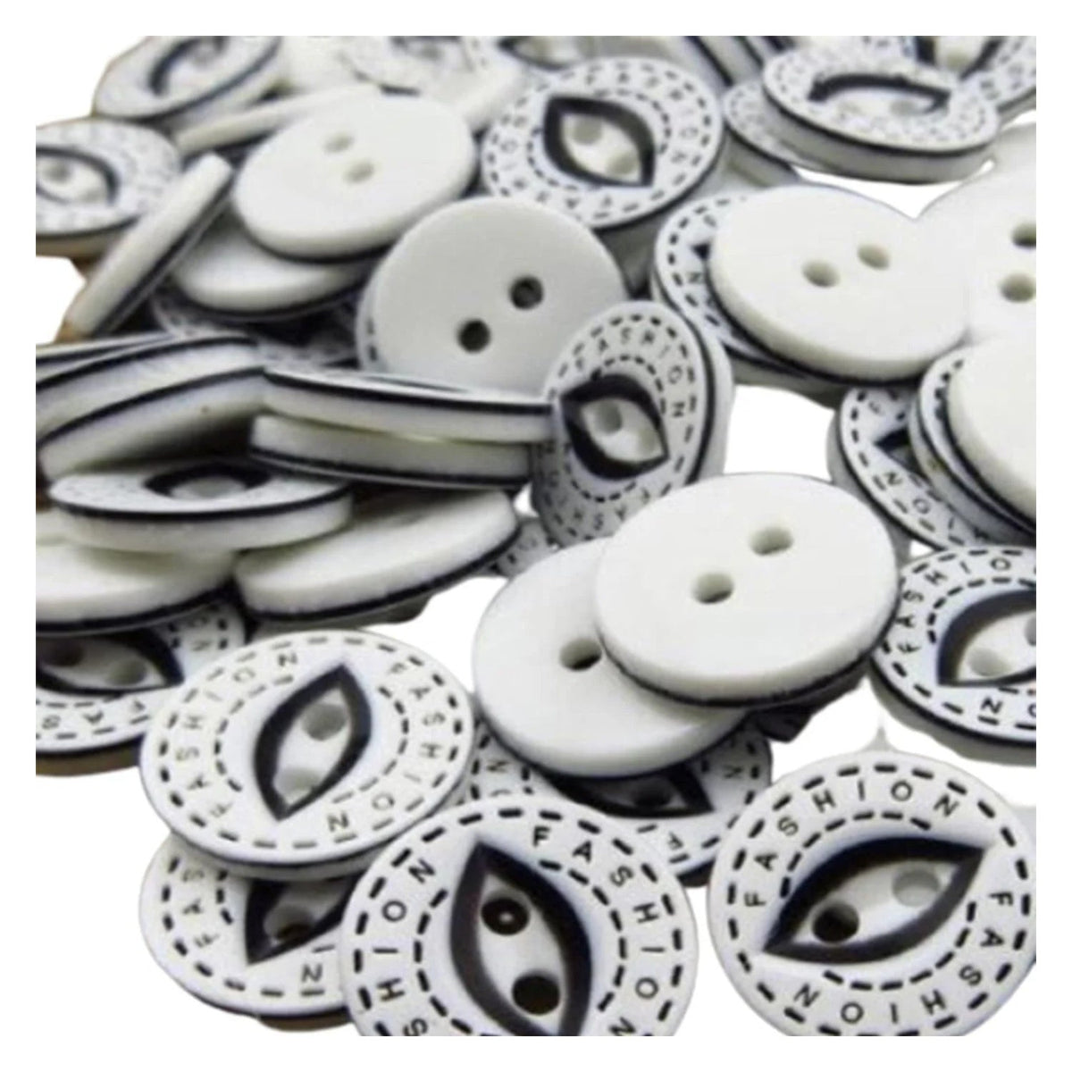100pcs 12.5mm 2/4 Hole Mixed Colour Buttons – Black & White