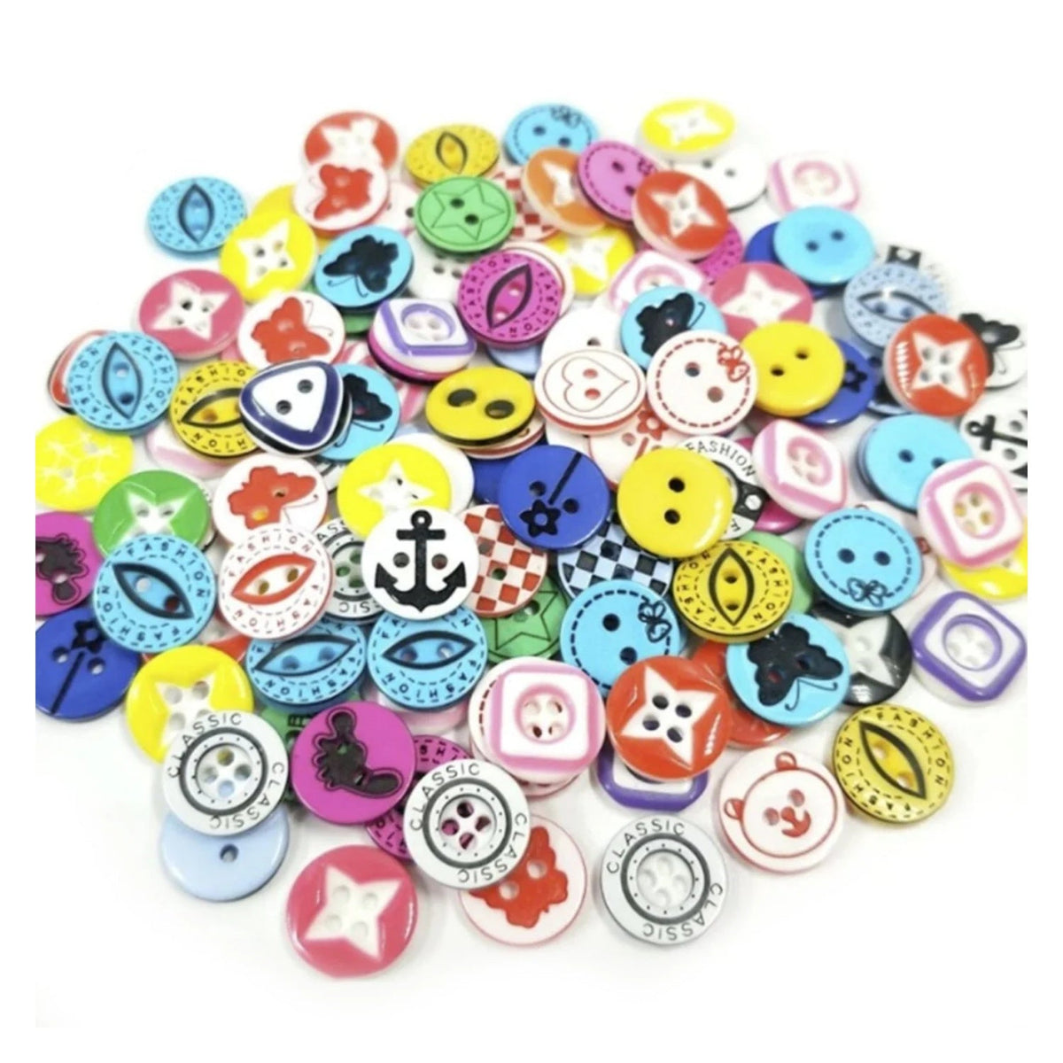 100pcs 12.5mm 2/4 Hole Mixed Colour Buttons – Mixed Colourful