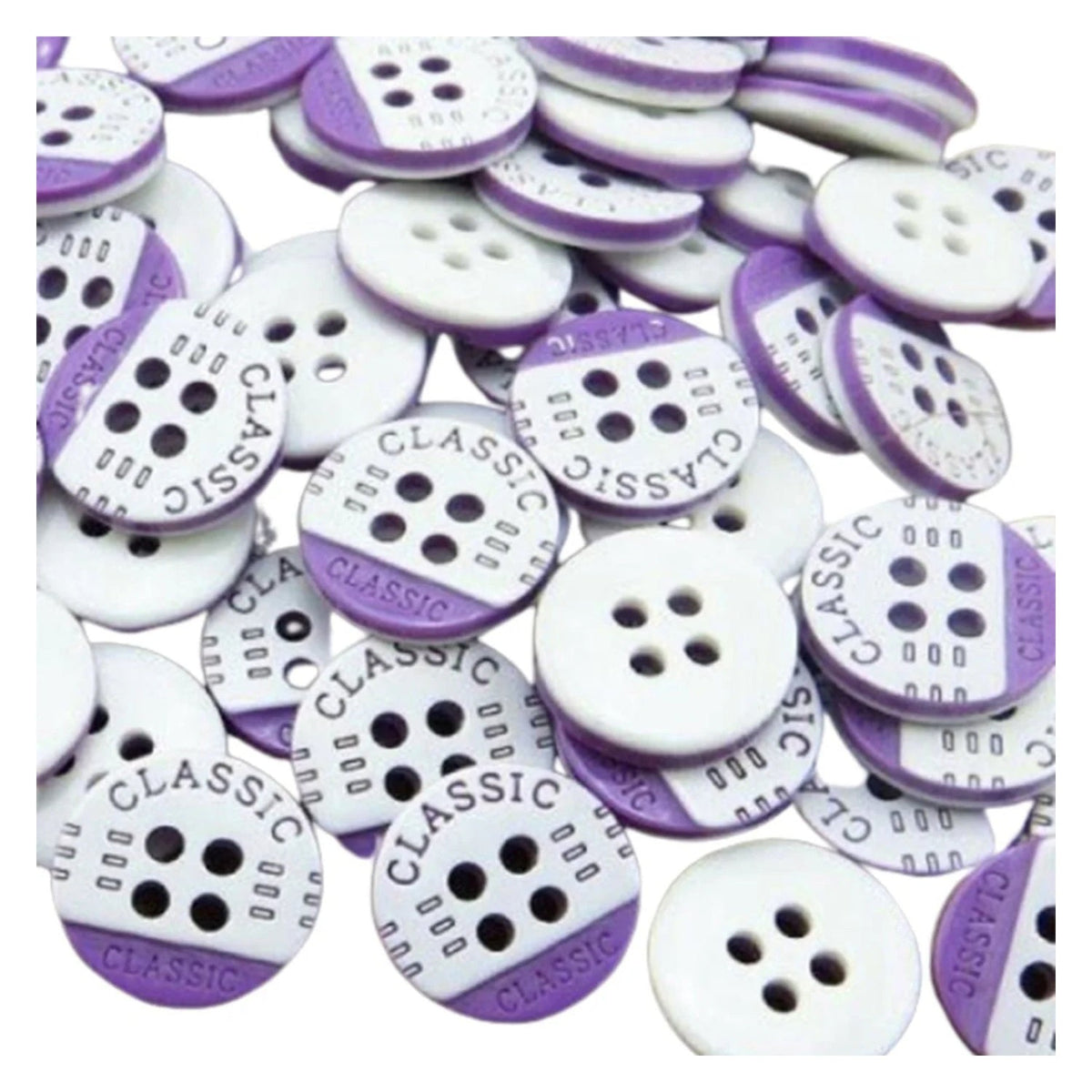 100pcs 12.5mm 2/4 Hole Mixed Colour Buttons – Purple & White