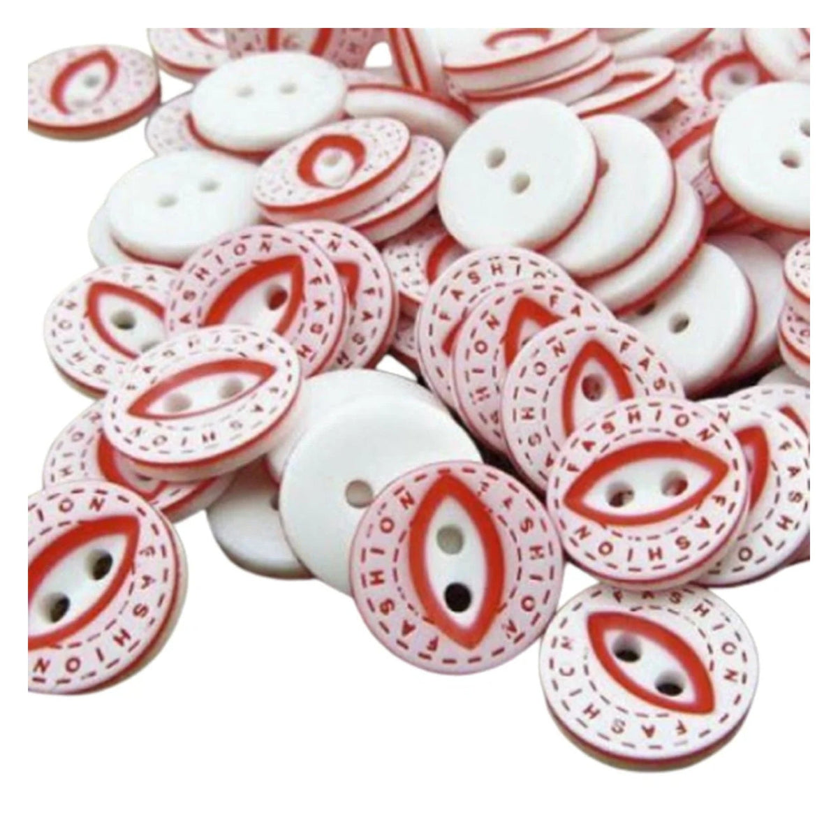100pcs 12.5mm 2/4 Hole Mixed Colour Buttons – Red & White