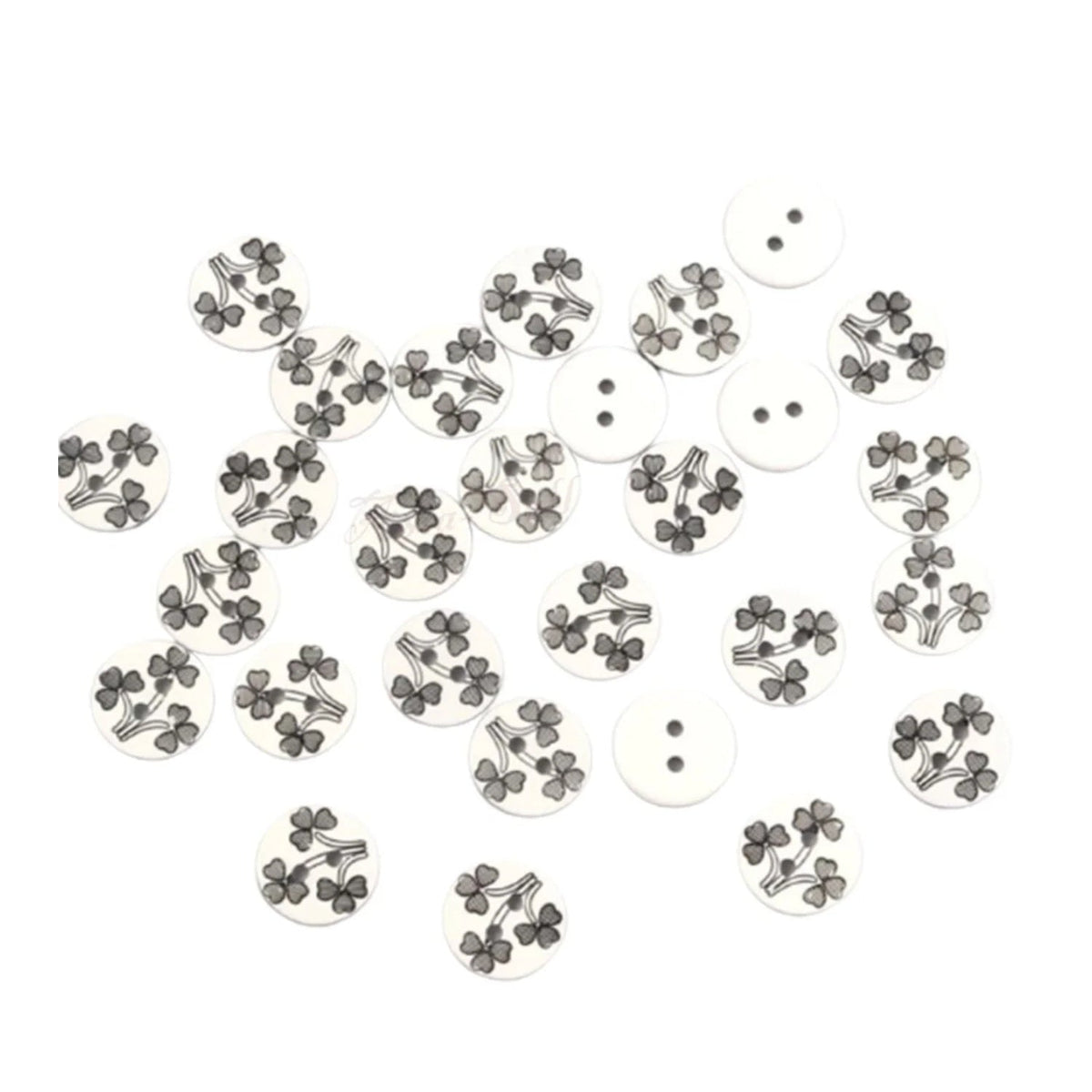100pcs 12.5mm Black Red Flower Resin Buttons – Black