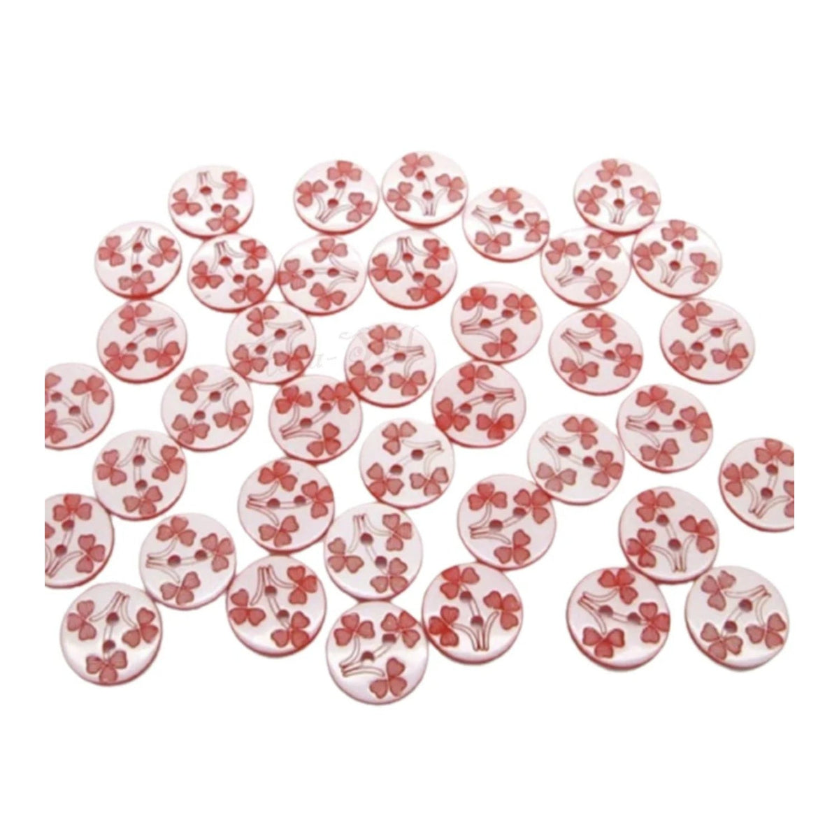 100pcs 12.5mm Black Red Flower Resin Buttons – Red