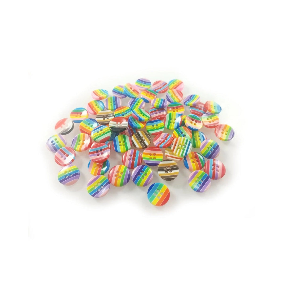 100pcs 12.5mm Mixed Resin Round Stripe Sewing Buttons – Opaque