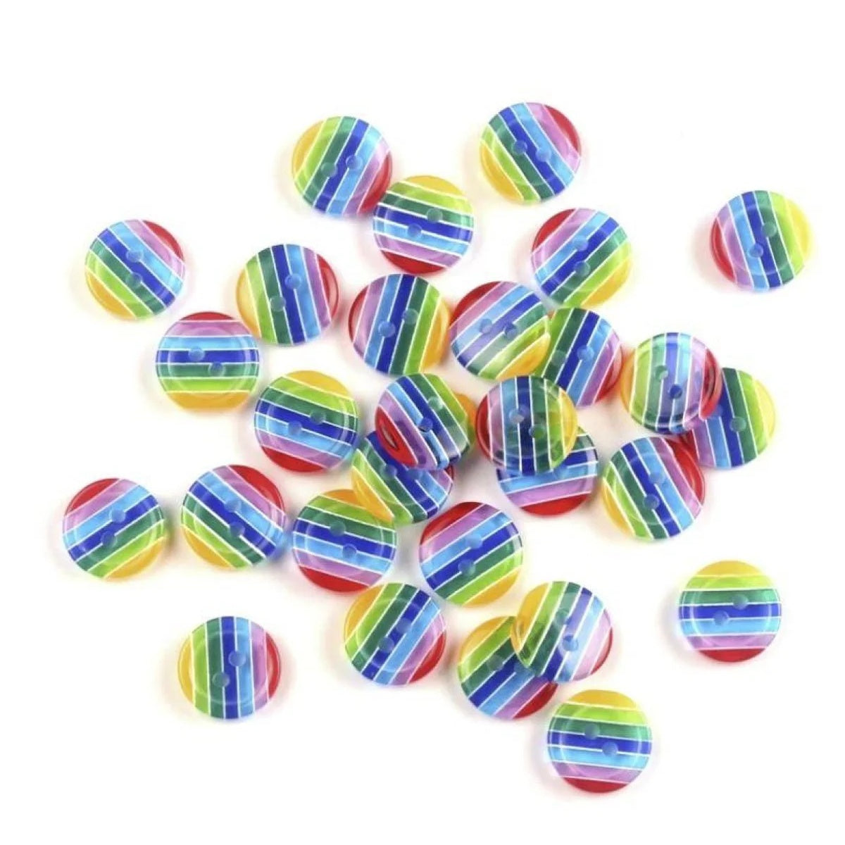 100pcs 12.5mm Mixed Resin Round Stripe Sewing Buttons