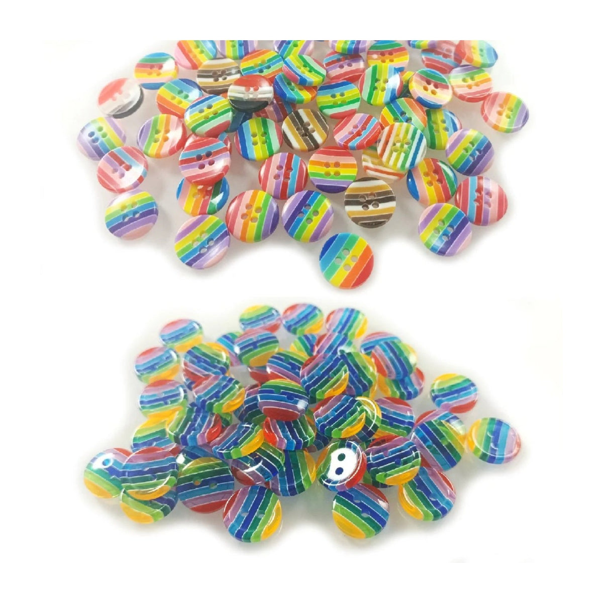 100pcs 12.5mm Mixed Resin Round Stripe Sewing Buttons