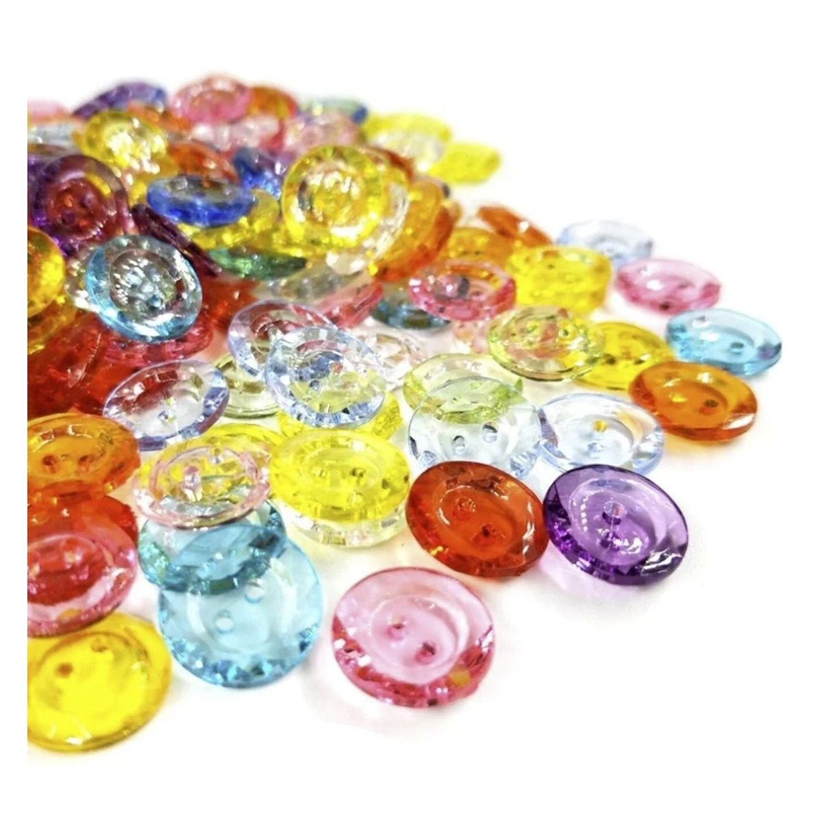 100pcs 12mm 2 Holes Mixed Round Resin Buttons