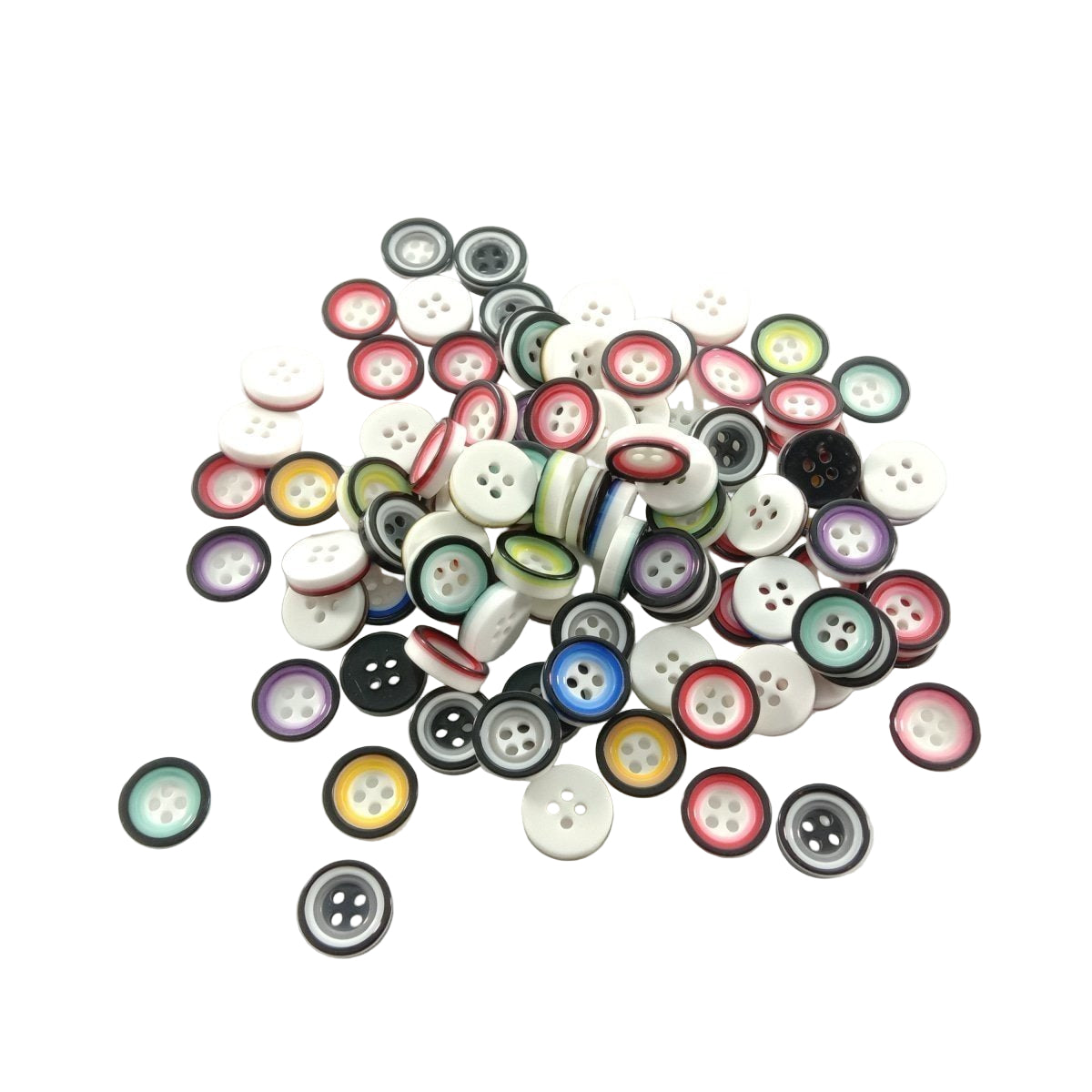 100 Flatback Resin Buttons 12mm 4 Holes